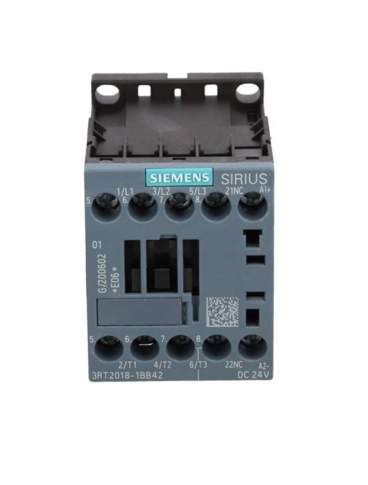 3-FÁZOVÝ Výkonový Stykač Siemens Sirius 7,5 kW AC3 16A 24VDC 1NC 3RT2018-1BB42