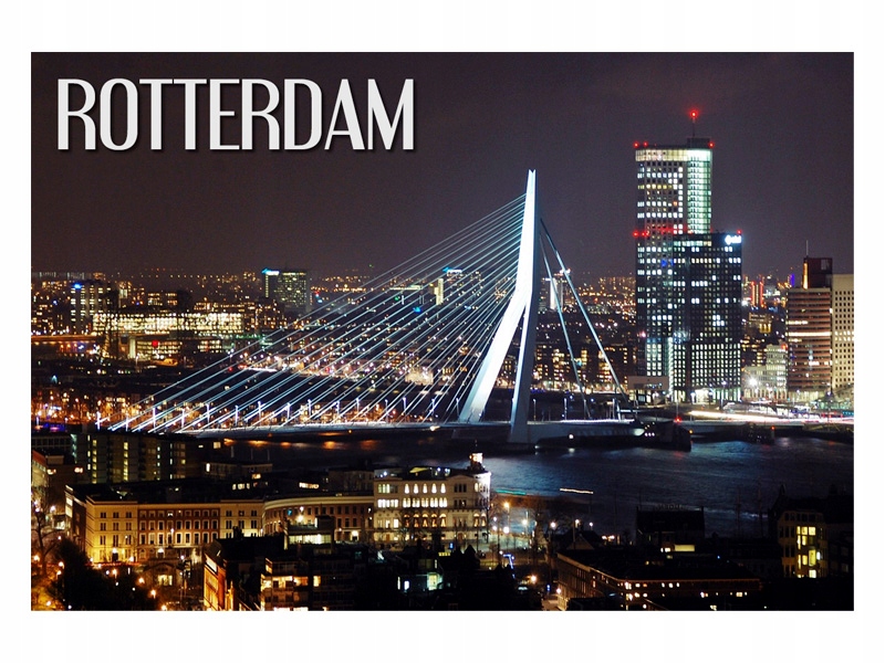 

Rotterdam Miasto nocą Magnes na lodówkę