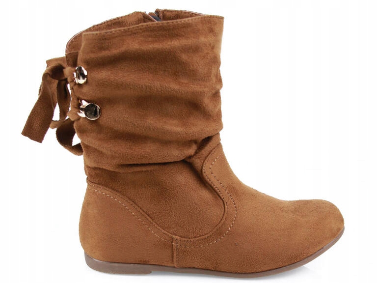 

Botki Na Płaskiej Podeszwie Zamsz Camel G7L203 40