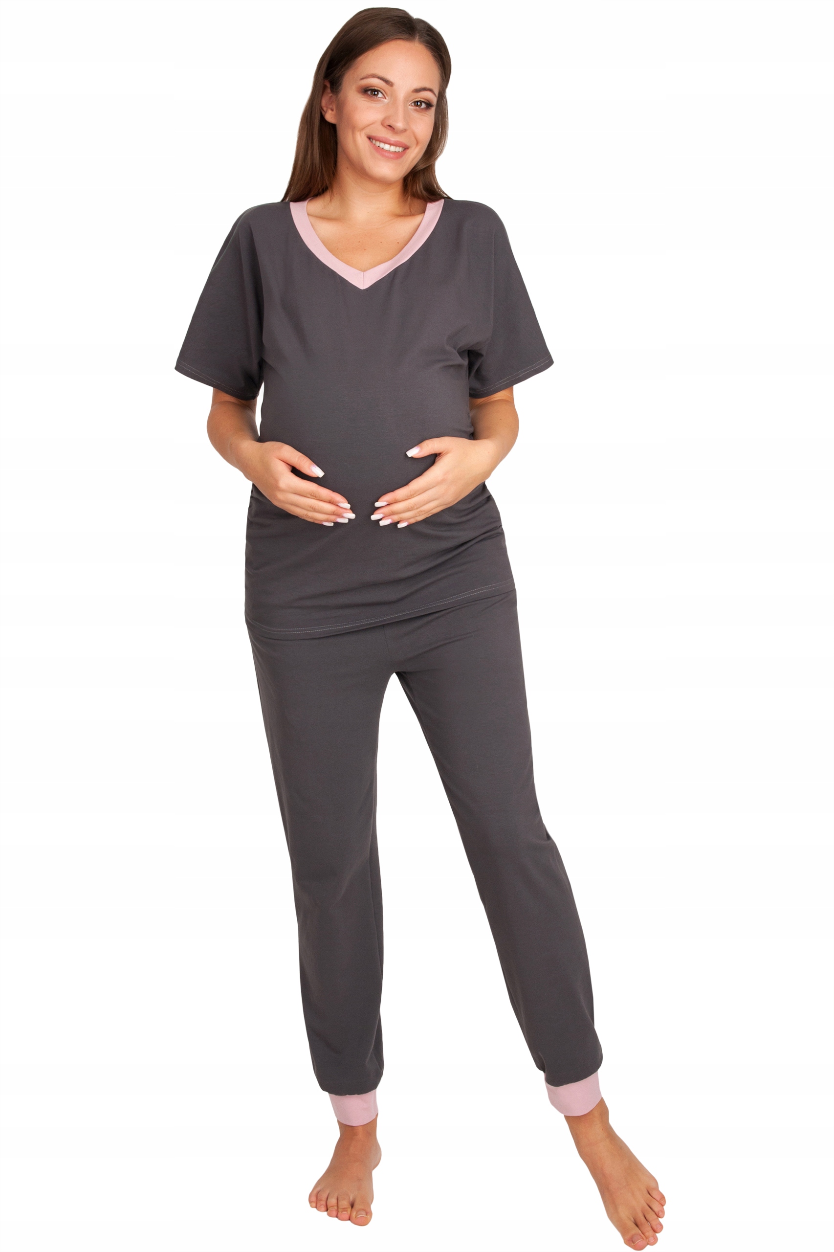 Bawełniana dwuczęściowa piżama ciążowa kimono długie spodnie AMELIA XXL Model Amelia