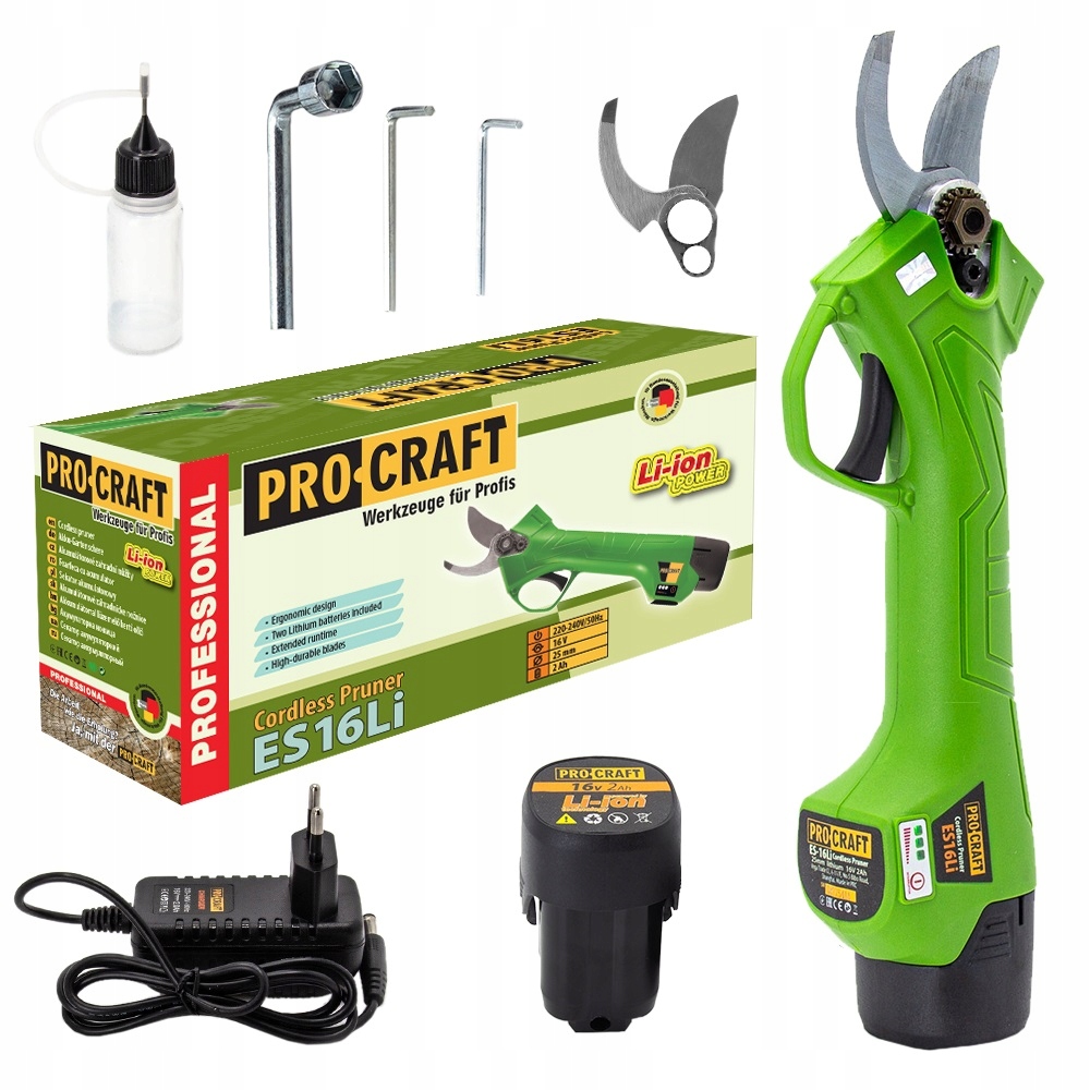 Procraft ES16Li1B Záhradné akumulátorové nožnice 16V 2Ah