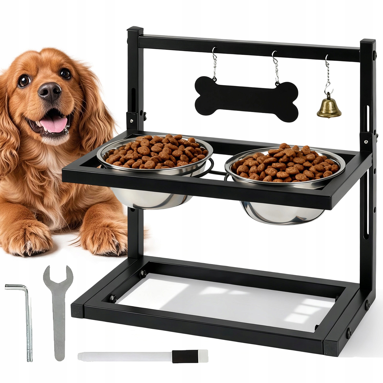 Levně Misky Na Stojanu Pro Psa Dvojitá Miska Z Nerezové Oceli 2X1150 ML