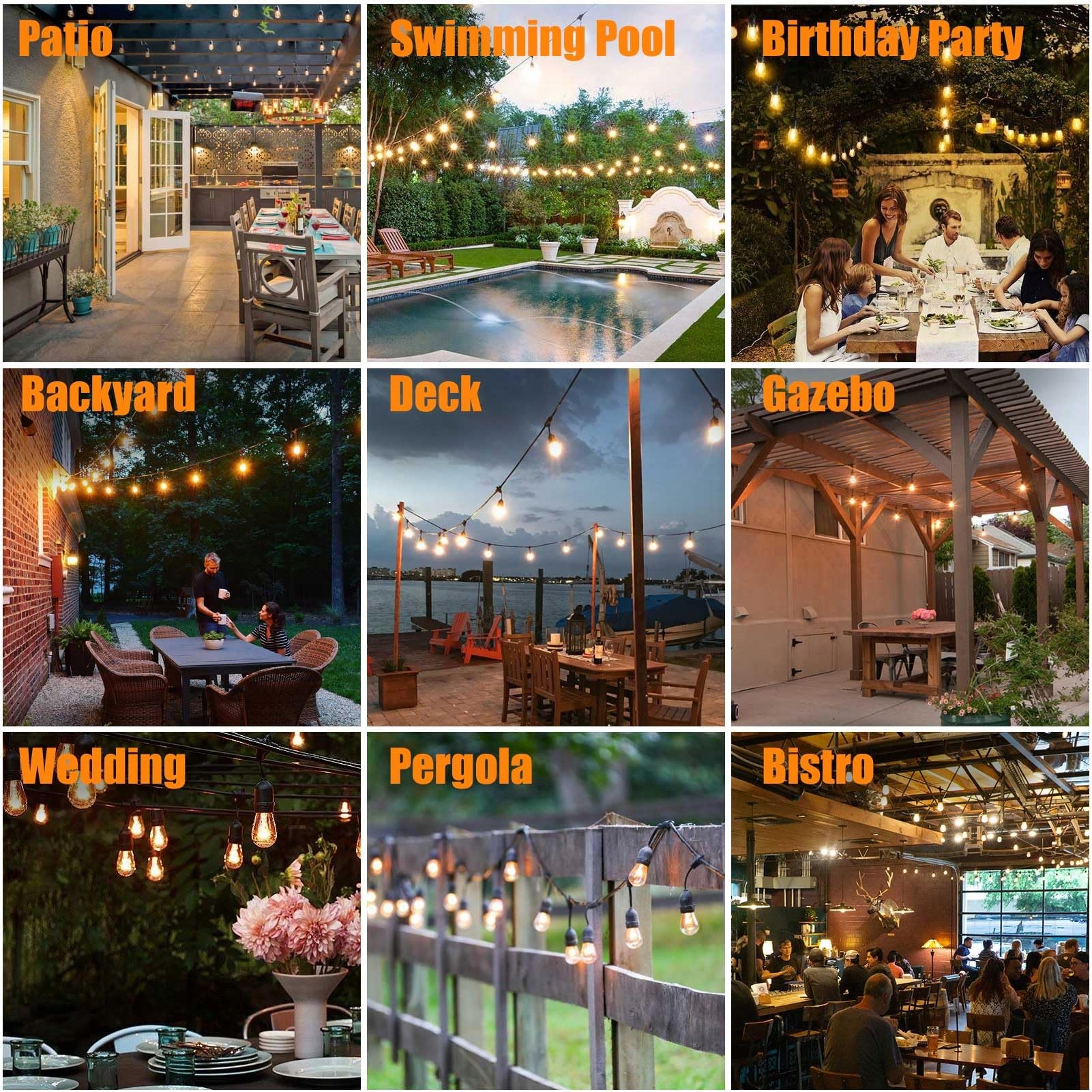 LAMPENWELT Girlanda Ogrodowa 30m IP65 32 Żarówki Edison 2200K Ogród Patio — miniatura 4