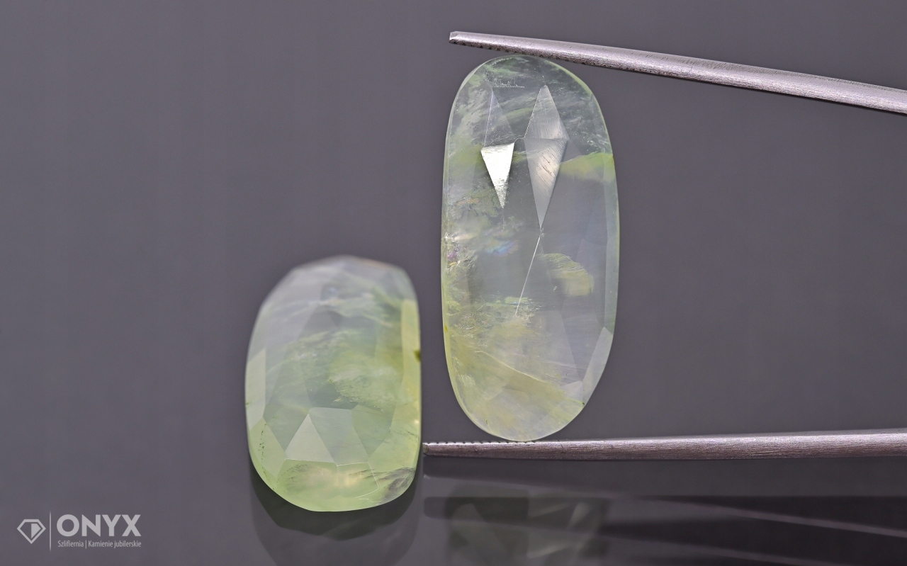 Prehnit fasetovaná rozeta Para nepravidelná 26,5x1