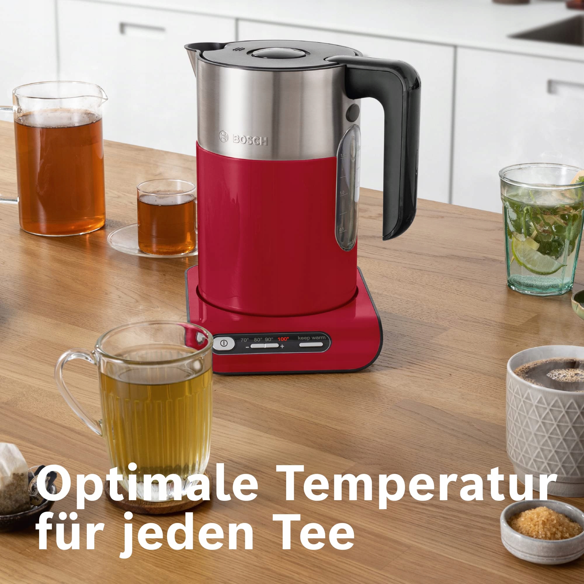 BOSCH Czajnik Elektryczny Styline 1.5L 2400W Regulacja Temperatury Czerwony — miniatura 5