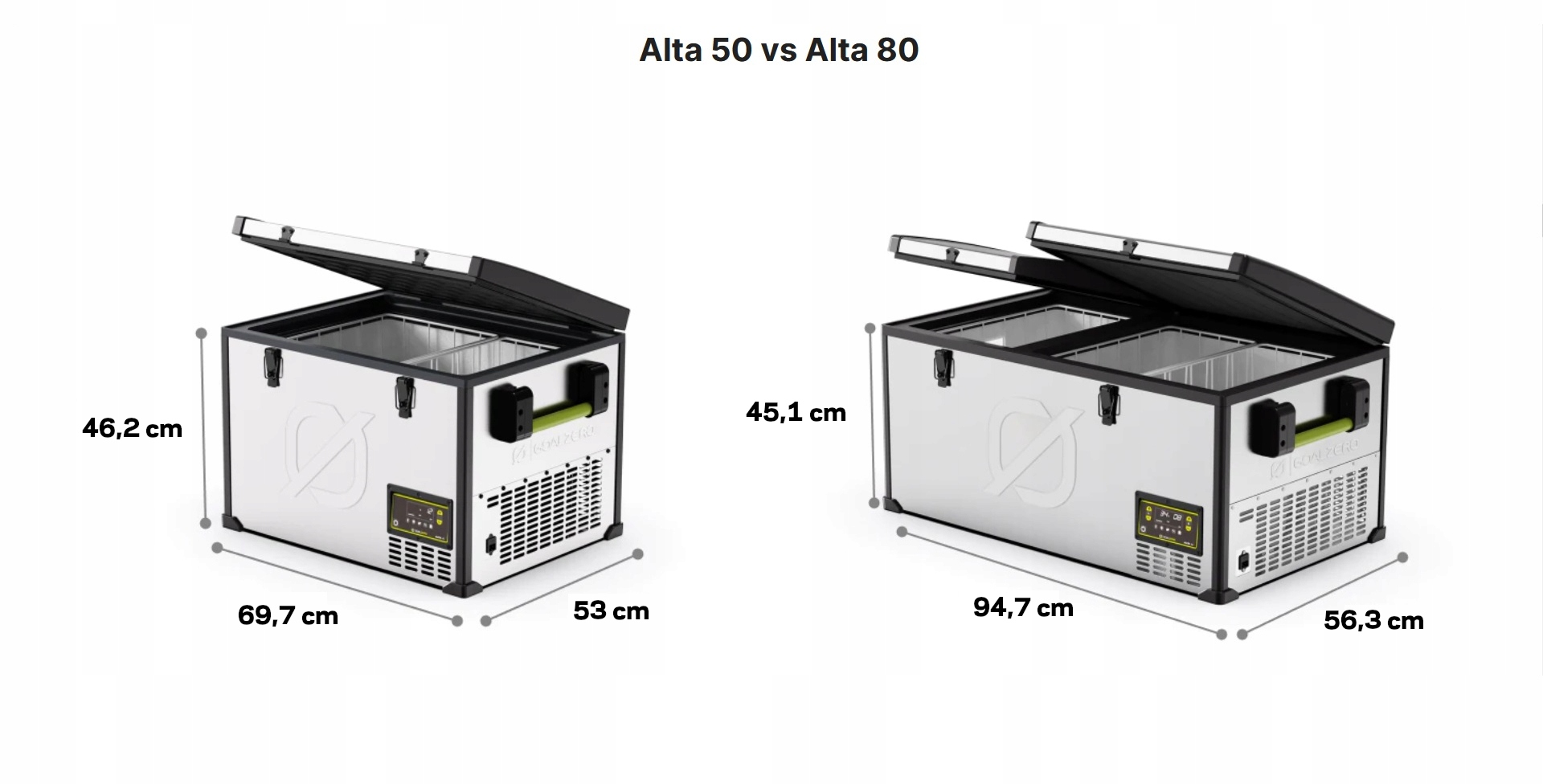 Lodówka kompresorowa 77,8L dwukomorowa z zamrażalką Dual Zone i aplikacją Głębokość produktu 45.1 cm
