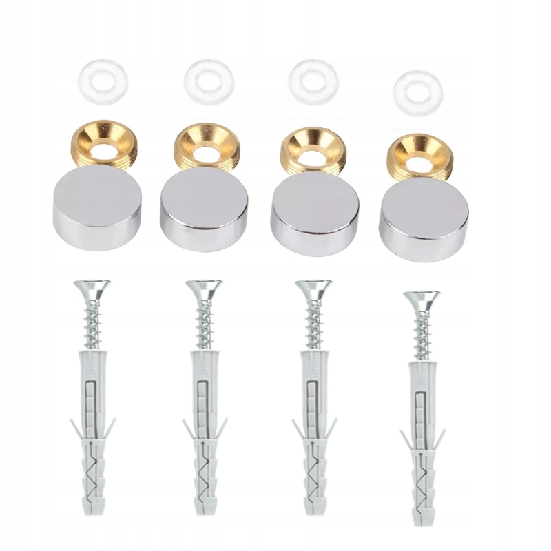 MOCOWANIE TABLICZKI SZKŁA 4X ZAŚLEPKA UCHWYTY 16mm CHROMOWANA STAL PIKI Kod producenta PIKI MONTAŻOWE MIEDZIANE ZAŚLEPKI INOX