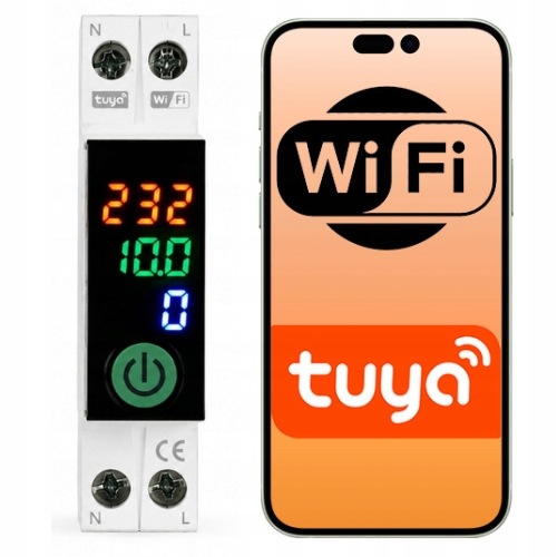 WiFi relé 40A Tuya Din Ovladač s měřením energie ochrana obvodu