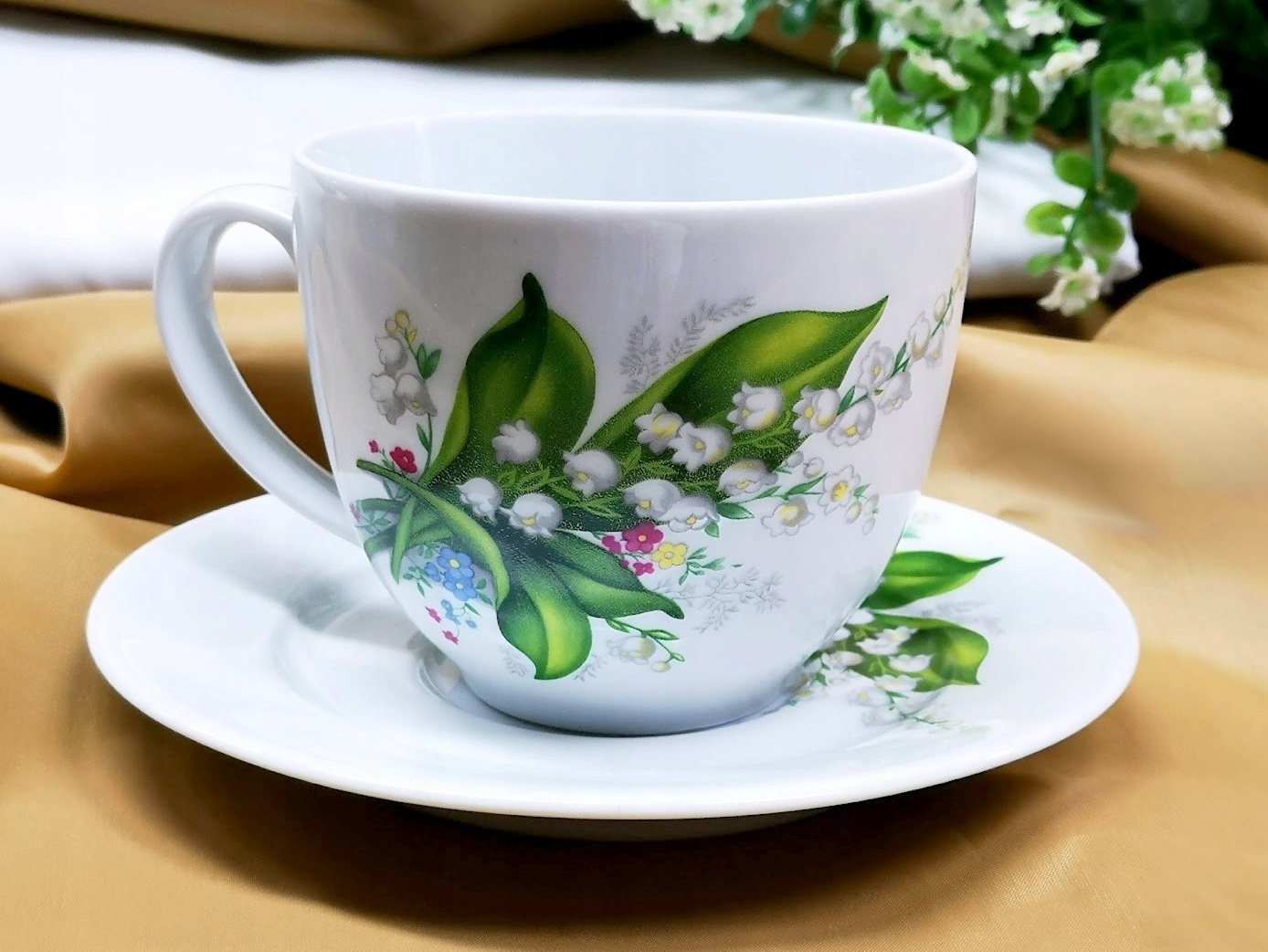 800 FILIŻANKA 400 + SPODEK 16 Konwalia RITA MALCER Pojemność 400 ml