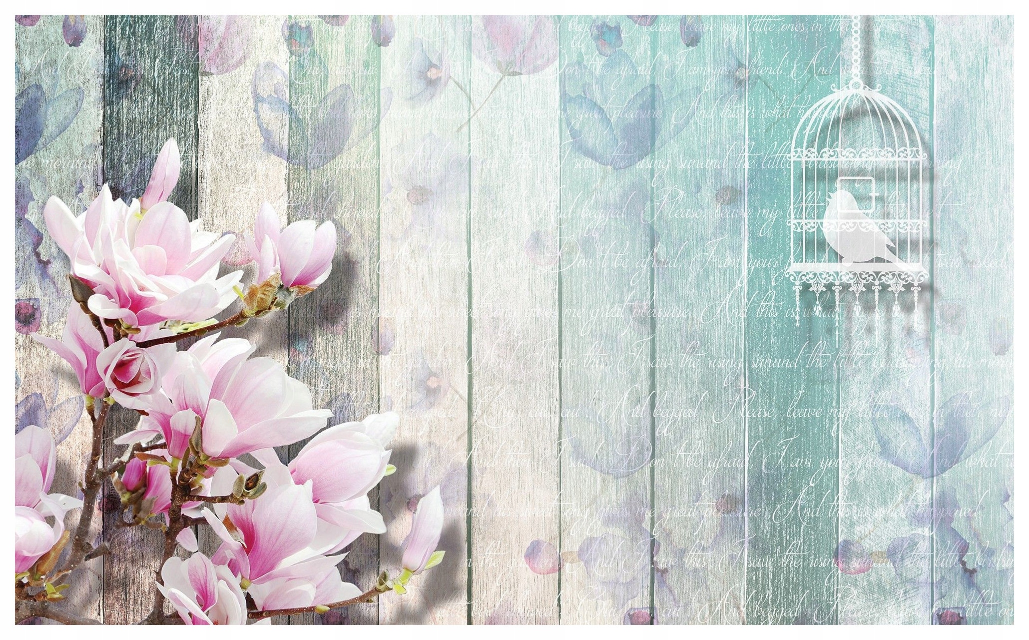 Fototapeta Magnólia vták klietka vintage jar na vinylové dosky 254x184 lepidlo