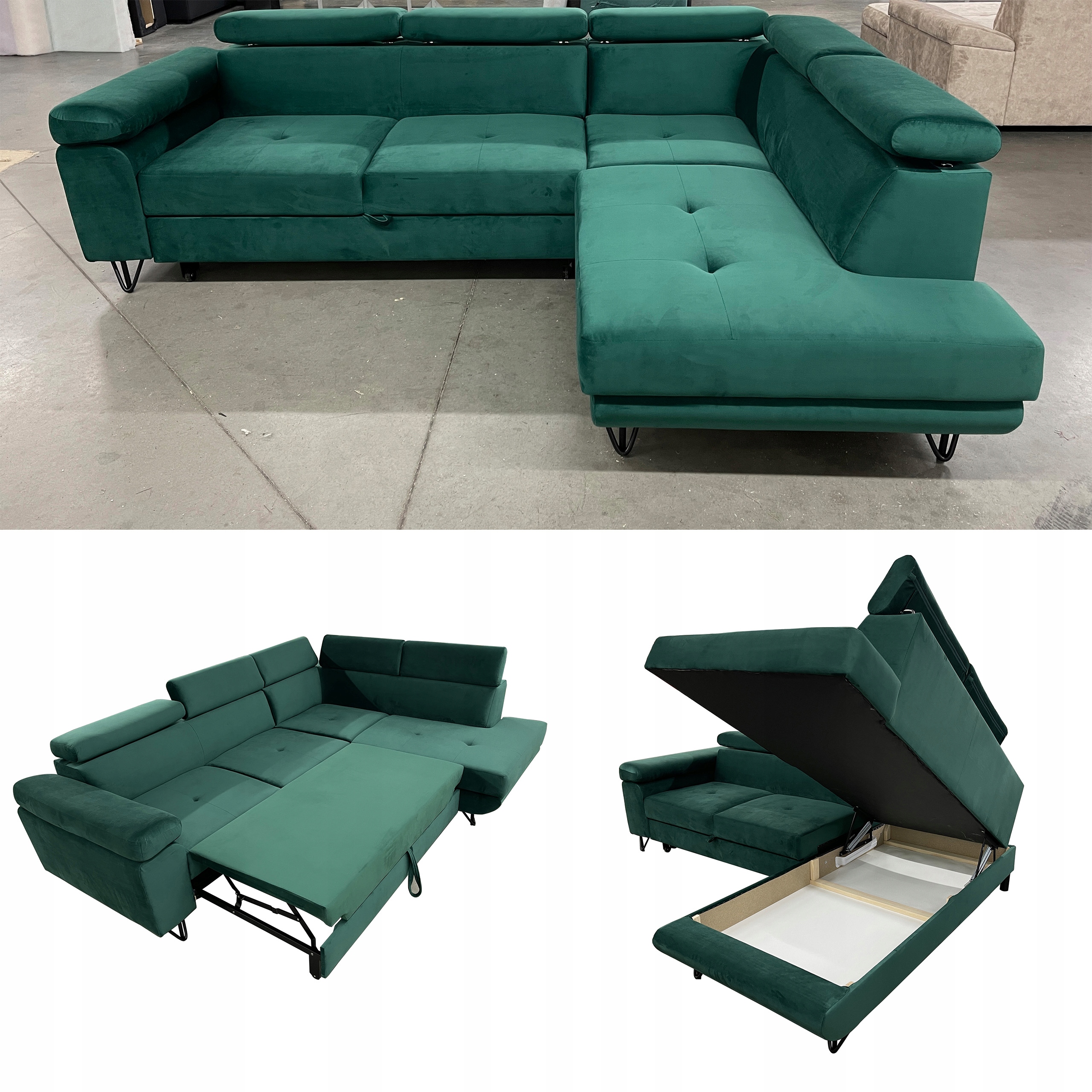 

Narożnik Junior 250 Funkcja spania Velvet Zielony