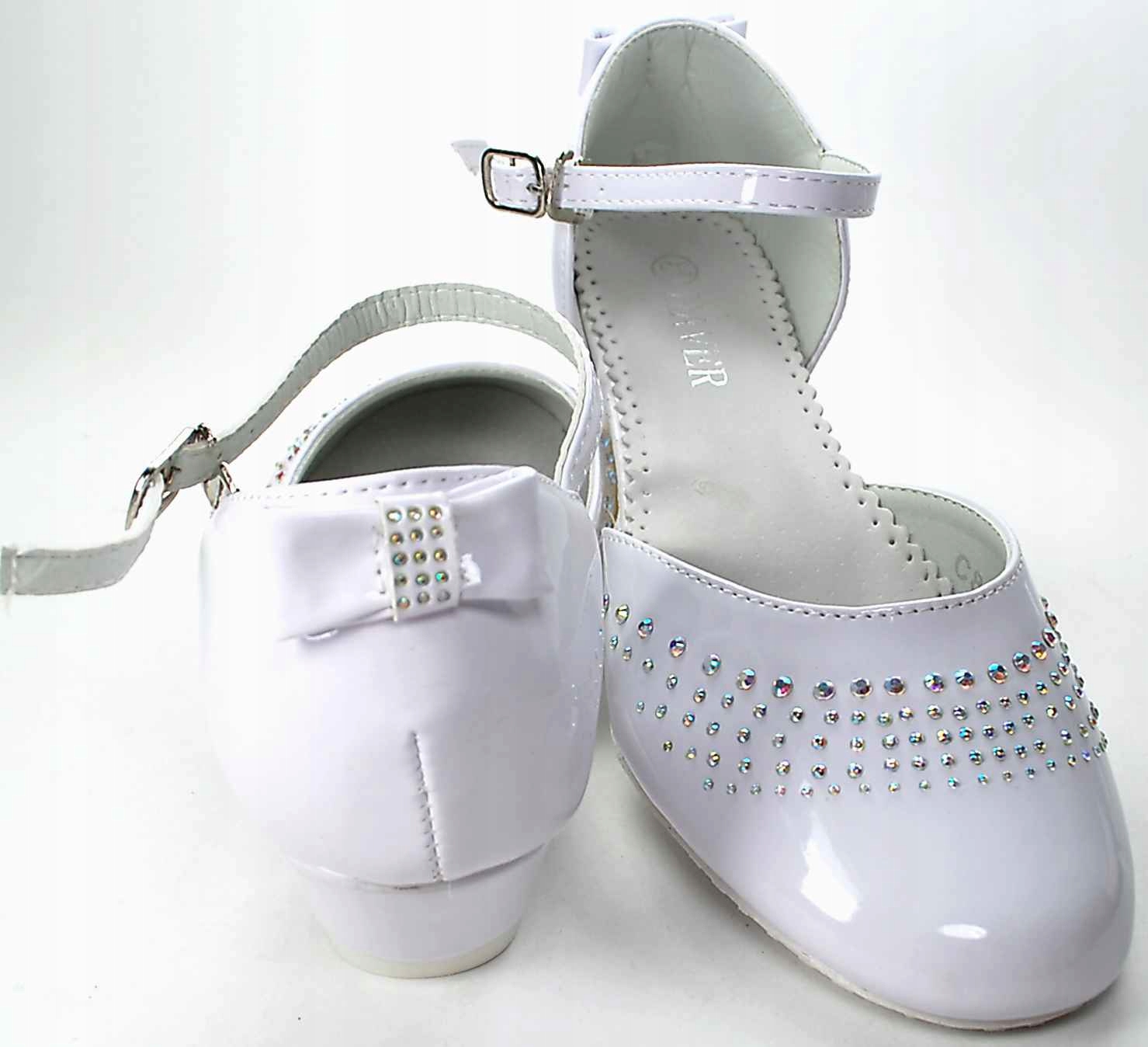 Białe śnieżnobiałe PANTOFELKI komunia LAKIER. r 36 Kod producenta C8041-2