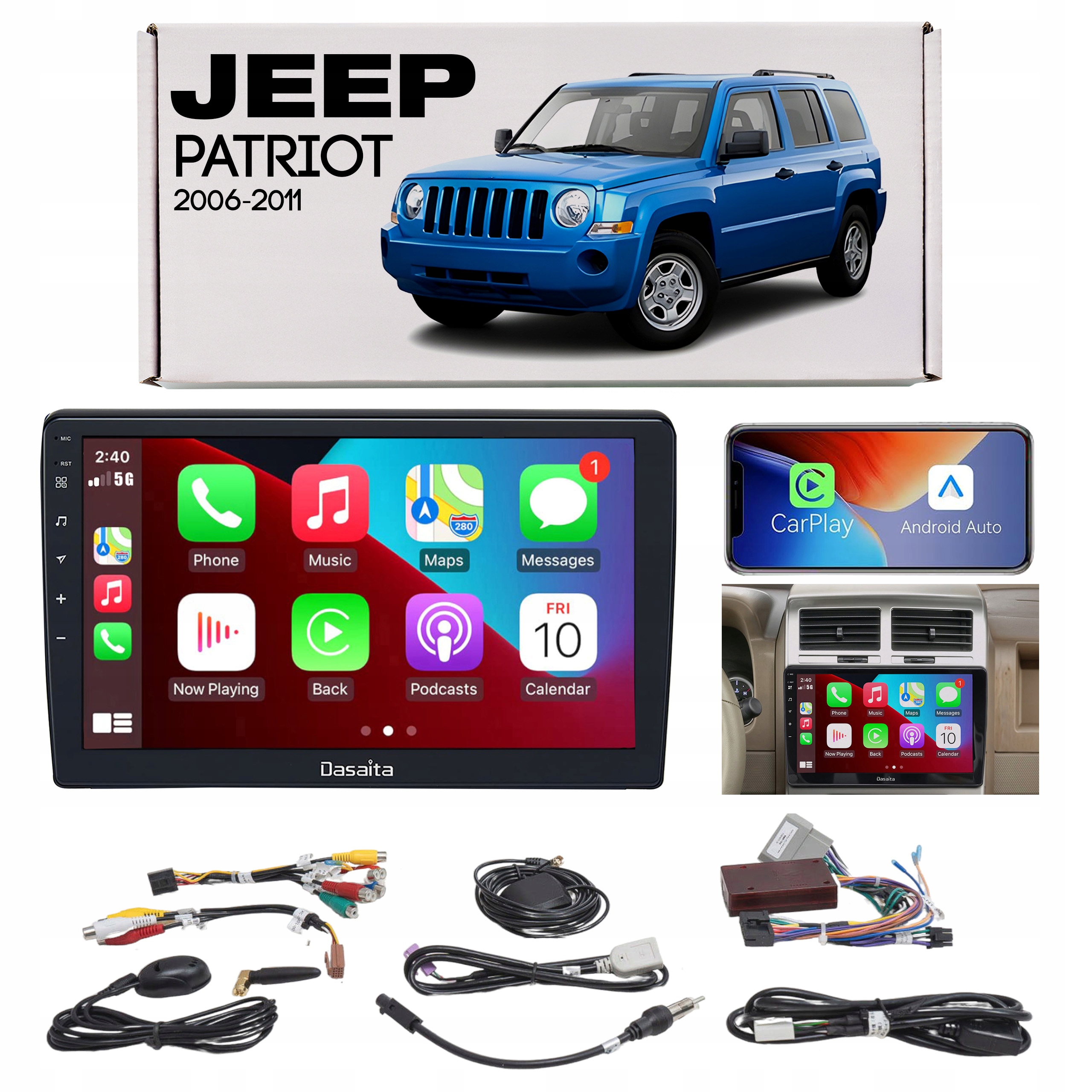 Jeep Patriot 2006-2011 Navigace 10,2" Android 13 1280x720 6GB 64GB