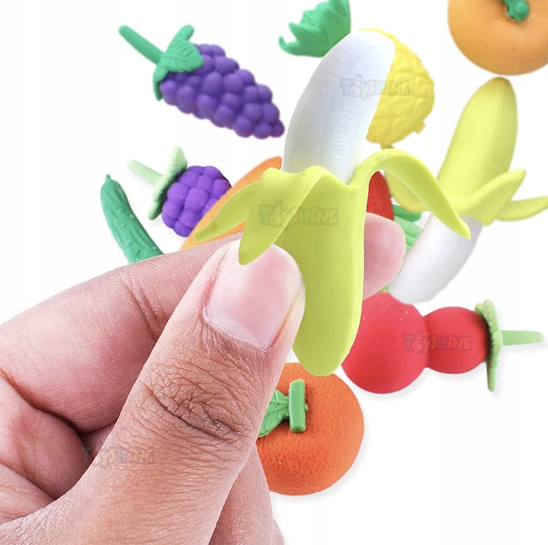 GUMKI do ścierania mazania OWOCE komplet zest. gumek banan marchewka jabłko Bohater brak