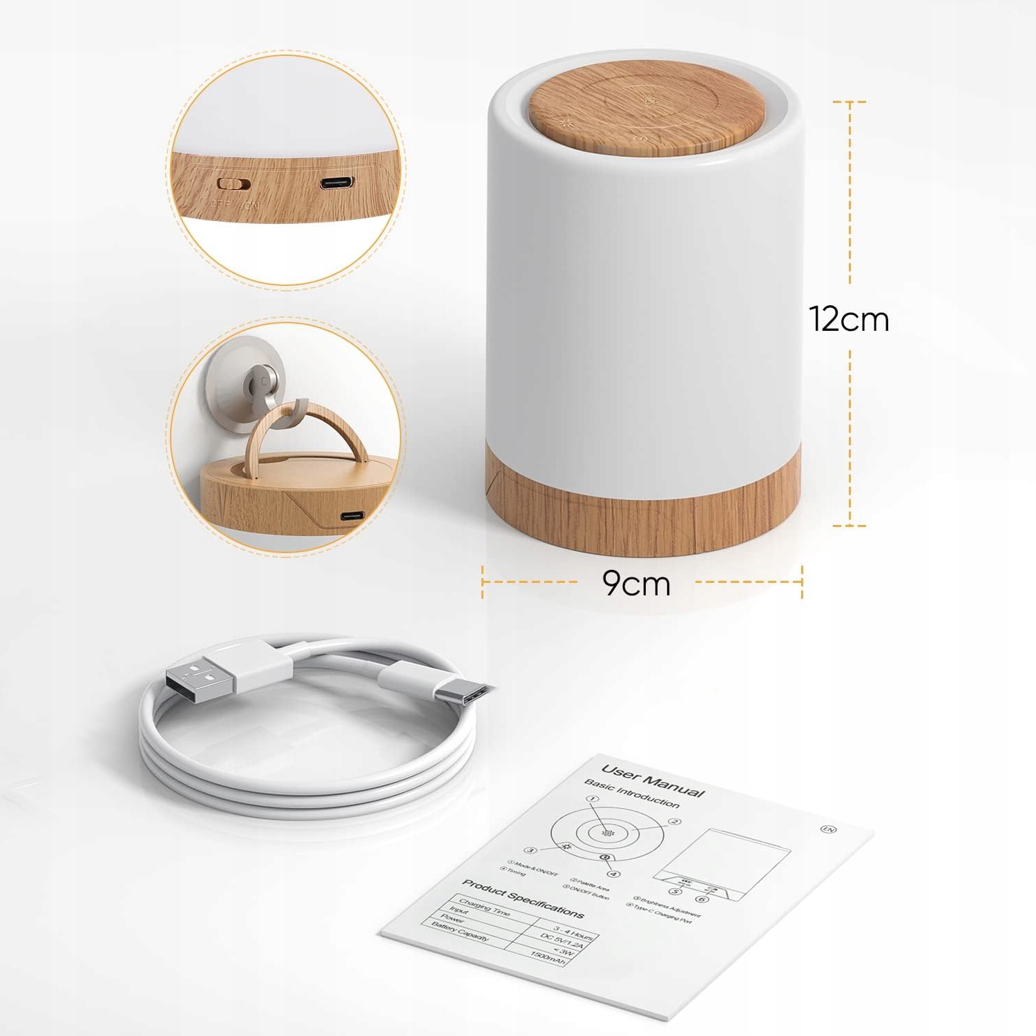 BEZPRZEWODOWA LAMPKA NOCNA LED 10 KOLORAMI DOTYKOWA ŚCIEMNIANA USB ŁADOWANA EAN (GTIN) 0884929279569