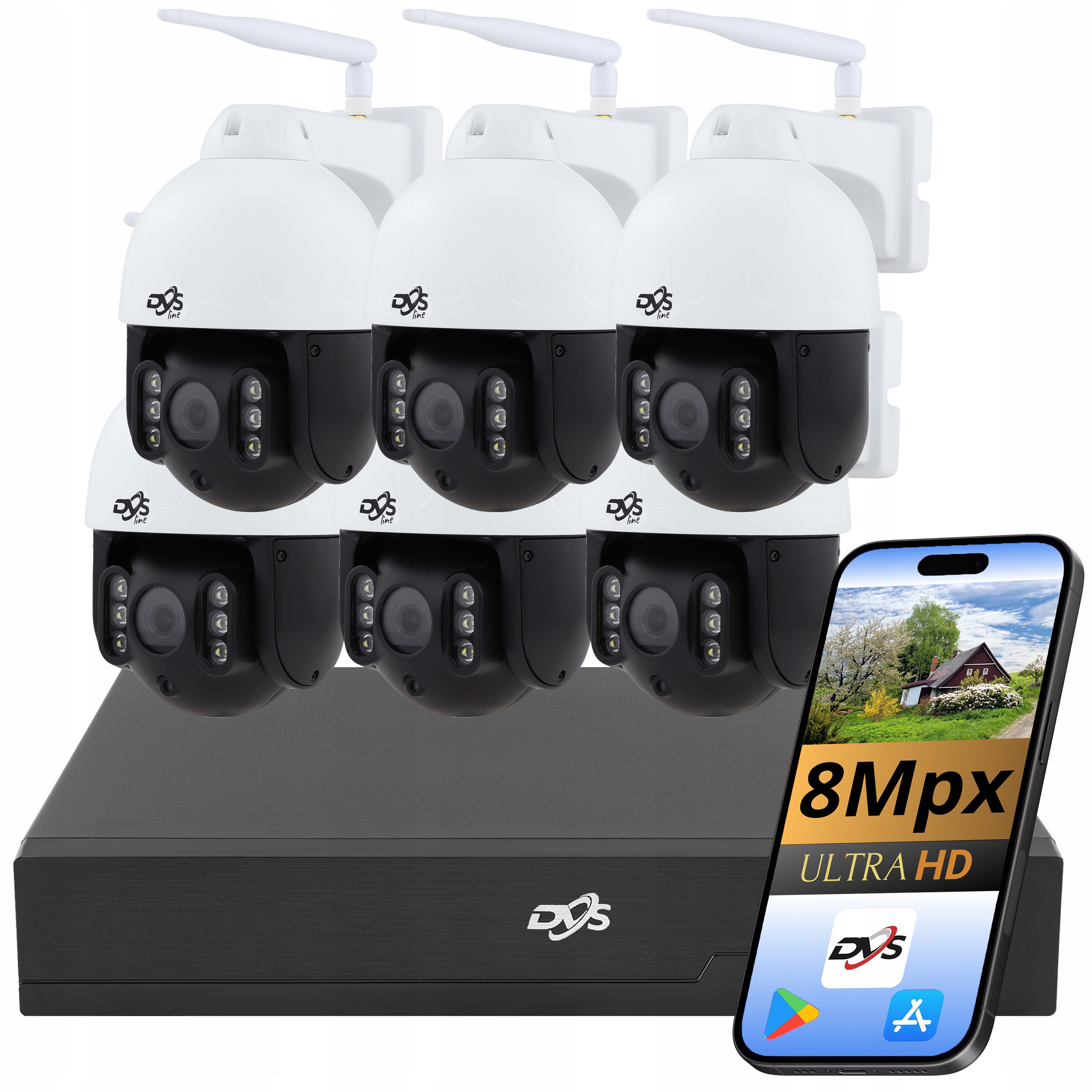 Wifi Monitorovací Set 6x Otočná Kamera 8MPX 4K Rekordér Náhled P2P