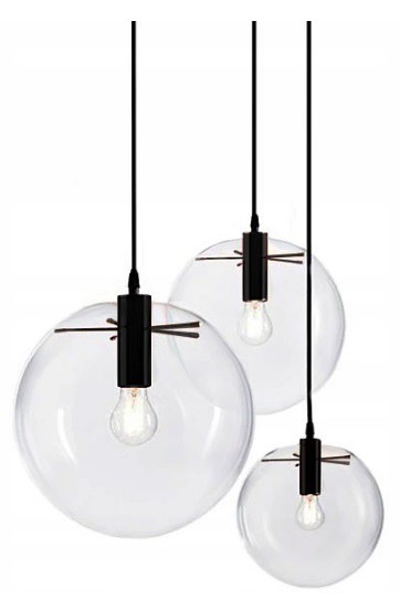 Závěsná lampa Skleněná koule Lassi 20 cm černá Sklo