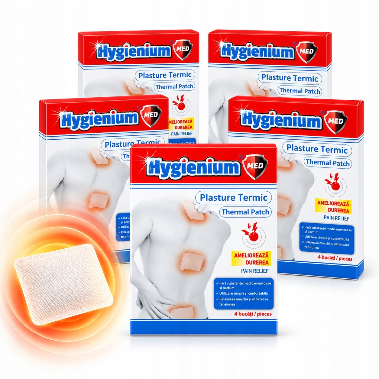 5xHYGIENIUM Med Plastry rozgrzewające Thermal Patch- 4 sztuki