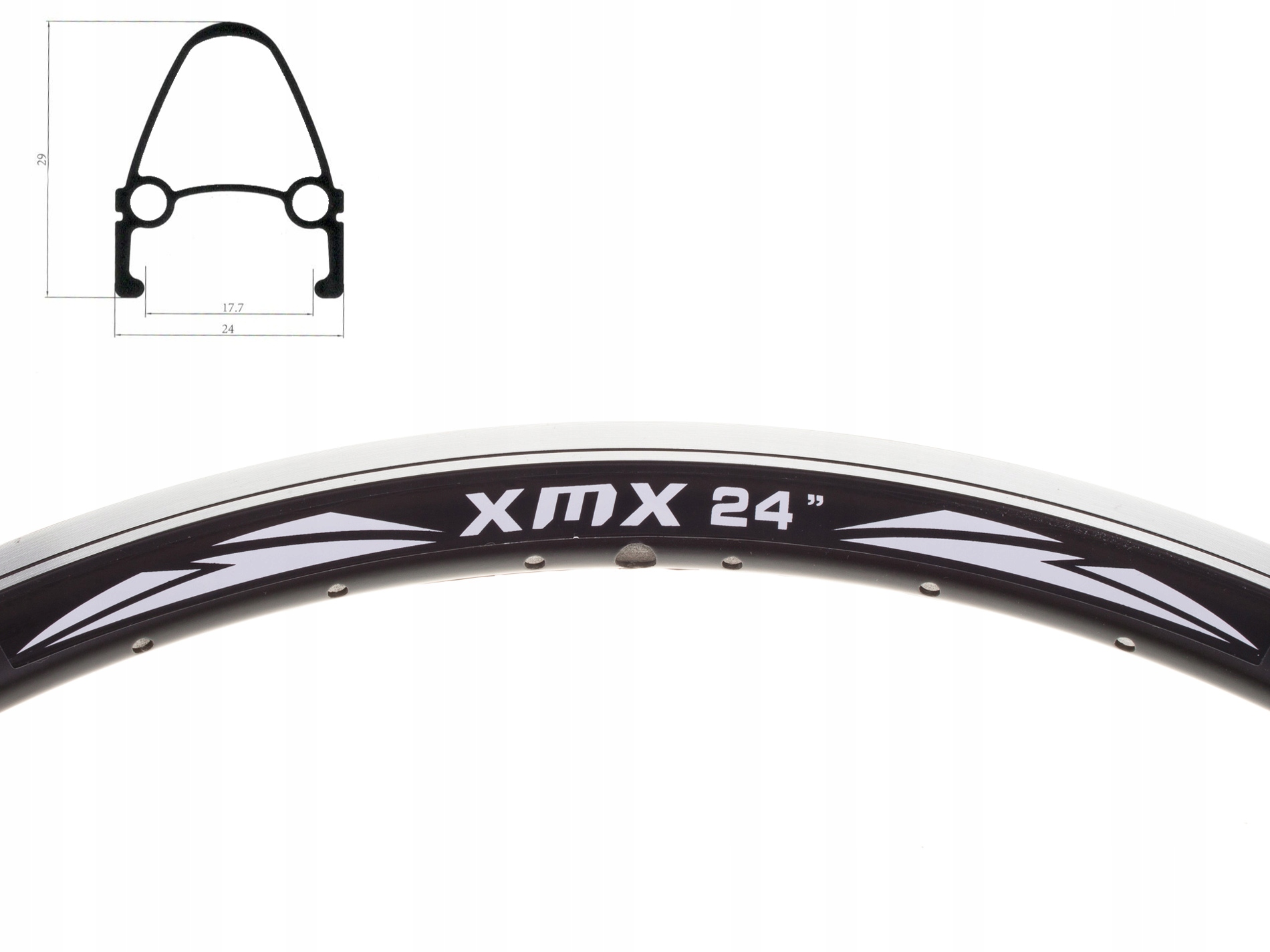 Obręcz Rowerowa 24 XMX Stożek 36 Otworów Czarna