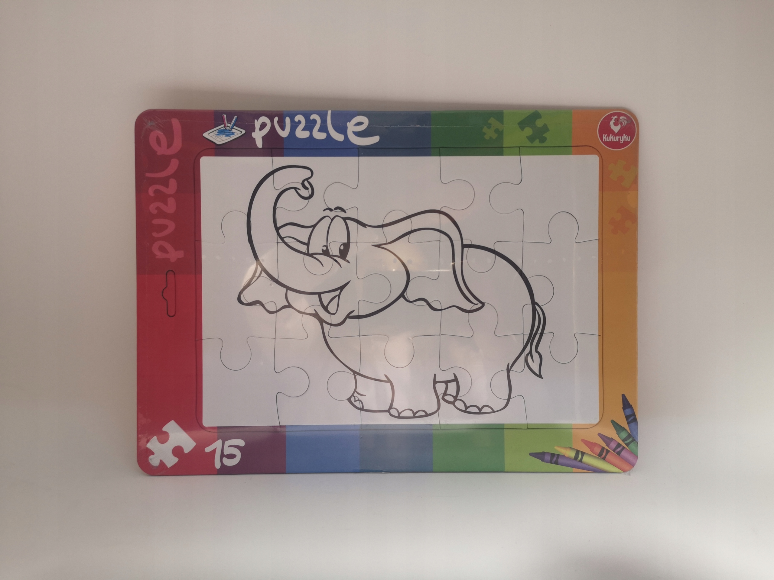 

Puzzle ramkowe Słoń 15el do ułożenia i kolorowania
