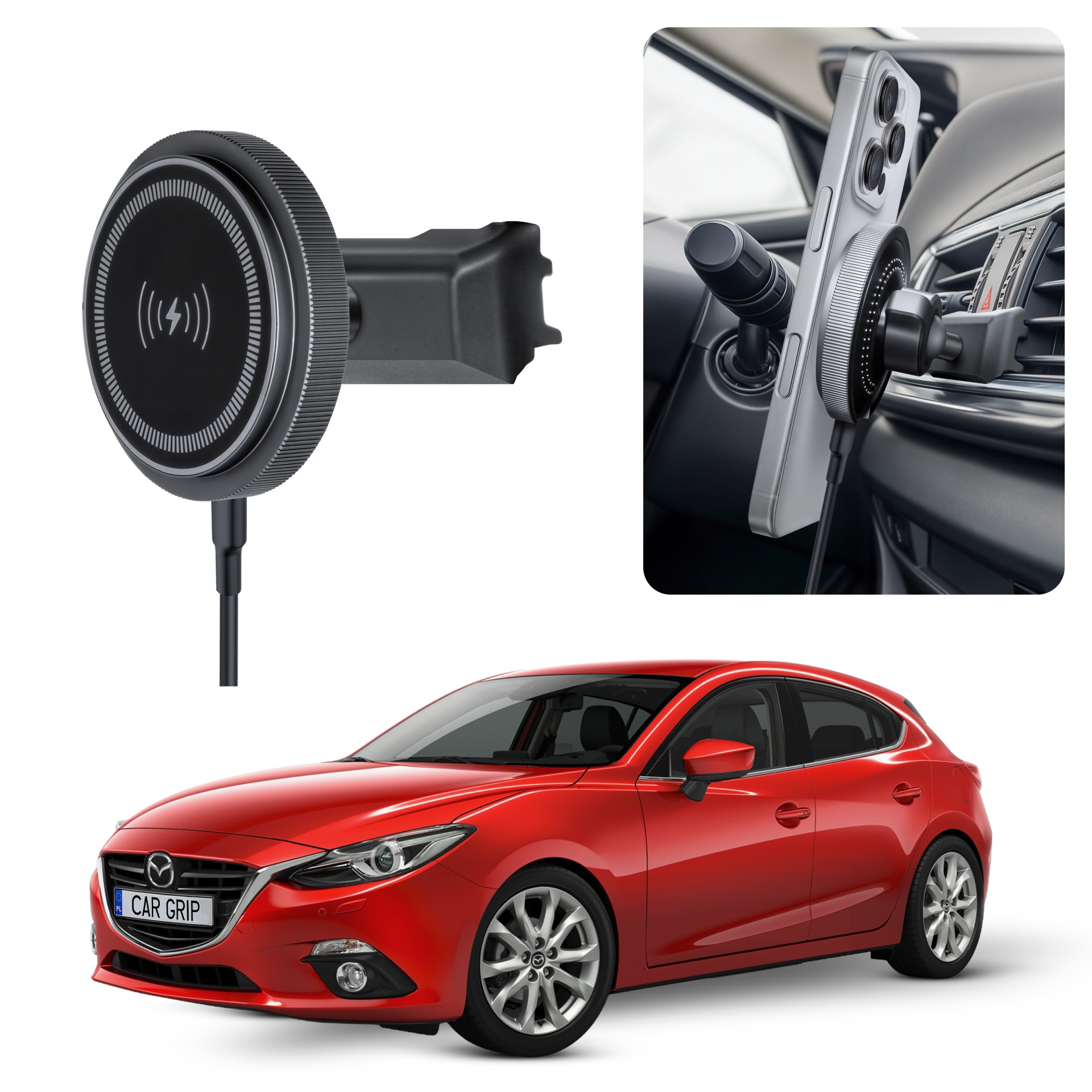 Uchwyt magnetyczny MagSafe z ładowaniem do Mazda 3 (2013-)