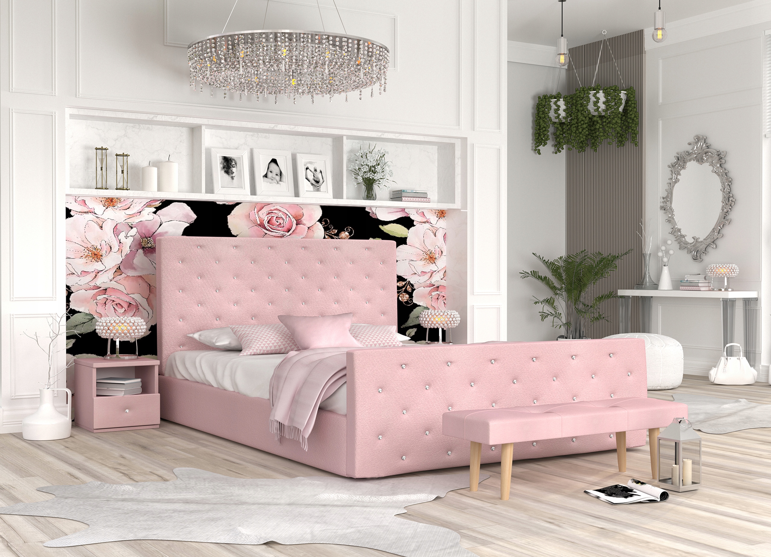 

Łóżko 180x200 tapicerowane stelaż materac Viki