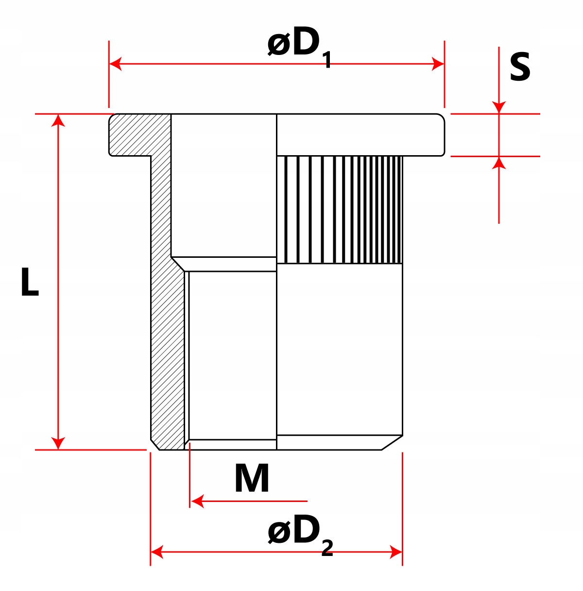 NITONAKRĘTKA RADEŁKOWANA Z KOŁNIERZEM M8 100SZT Długość 19.5 mm
