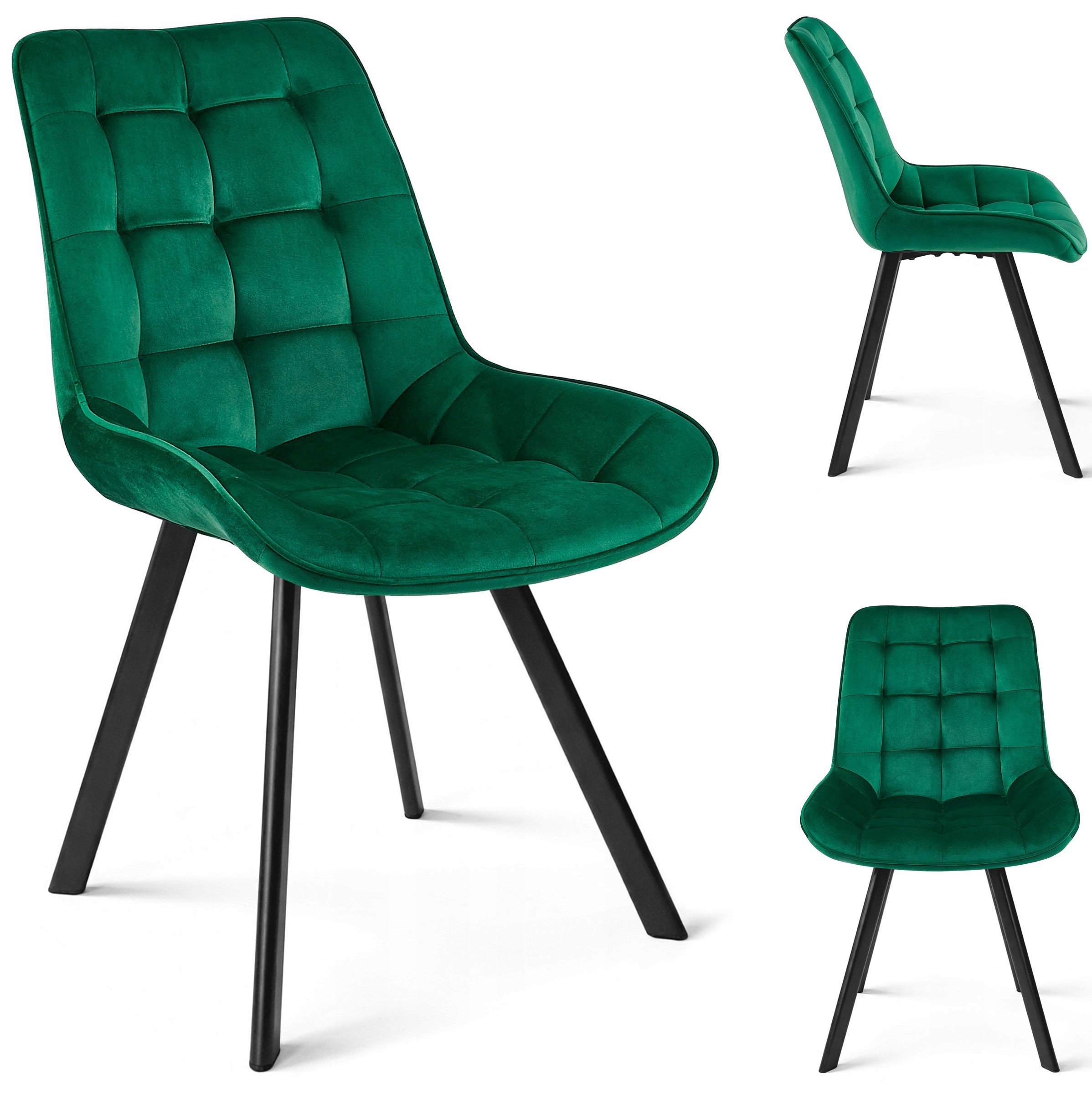 Krzesło Tapicerowane Welurowe Velvet Do Salonu Kuchni Jadalni Toro Zielone