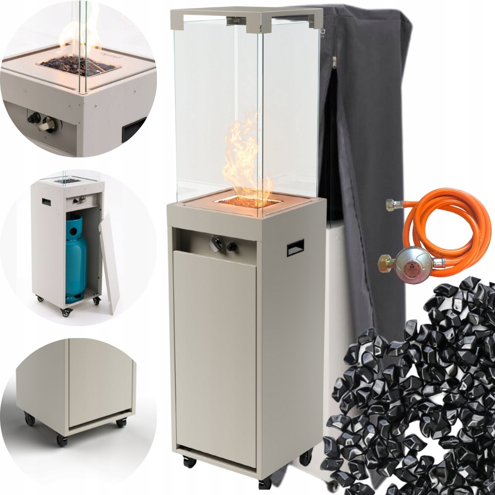 Vykurovací dáždnik Terasový ohrievač Planika Faro Silk Grey 8 kW s krytom