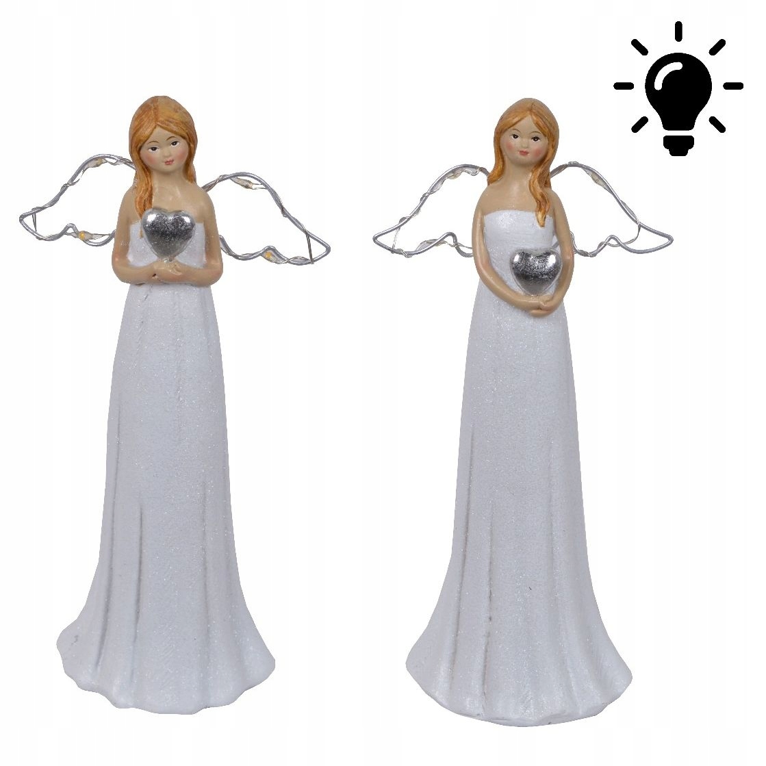 PIĘKNA FIGURKA ANIOŁ 2 SZT 19 CM HIT PREMIUM LED