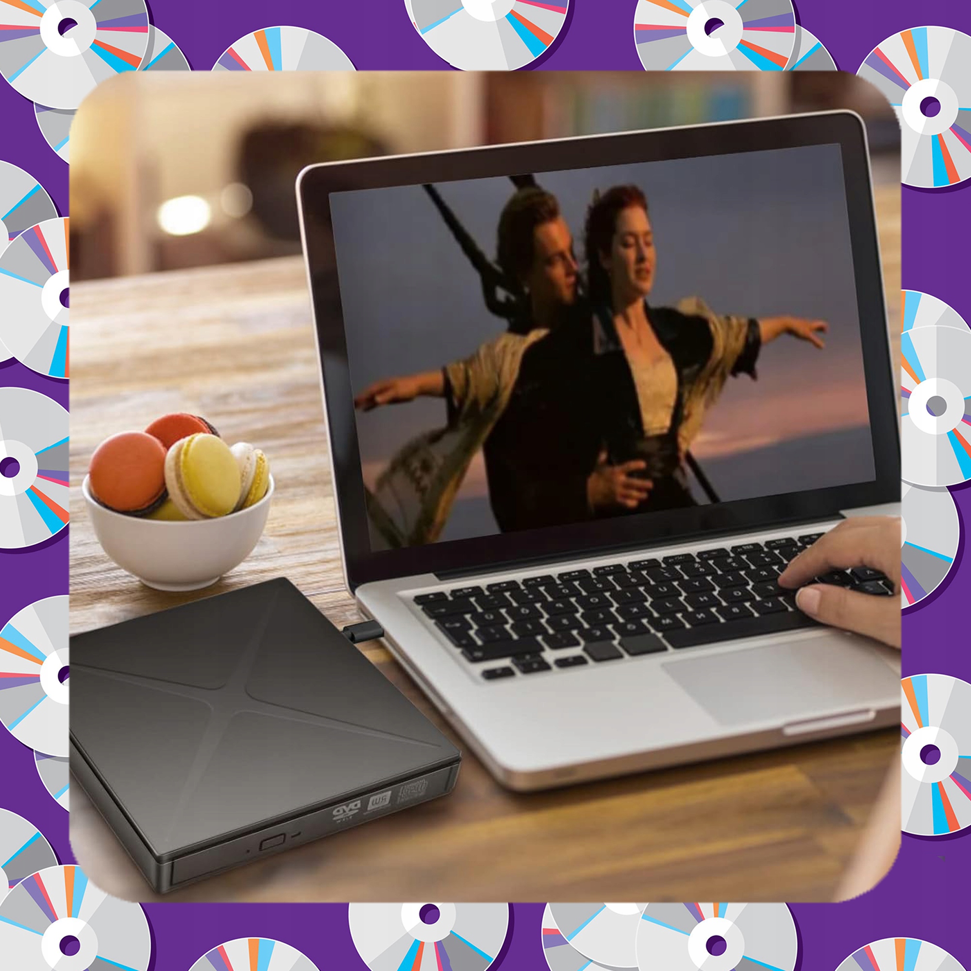 Napęd CD-R/DVD-ROM/RW zewnętrzny USB-C 3.0 nagrywarka ODTWARZACZ czytnik SD Obsługiwane formaty (odczyt) CD-R CD-ROM CD-RW DVD+/-R DVD+/-R DL DVD+/-RW DVD-RAM DVD-ROM