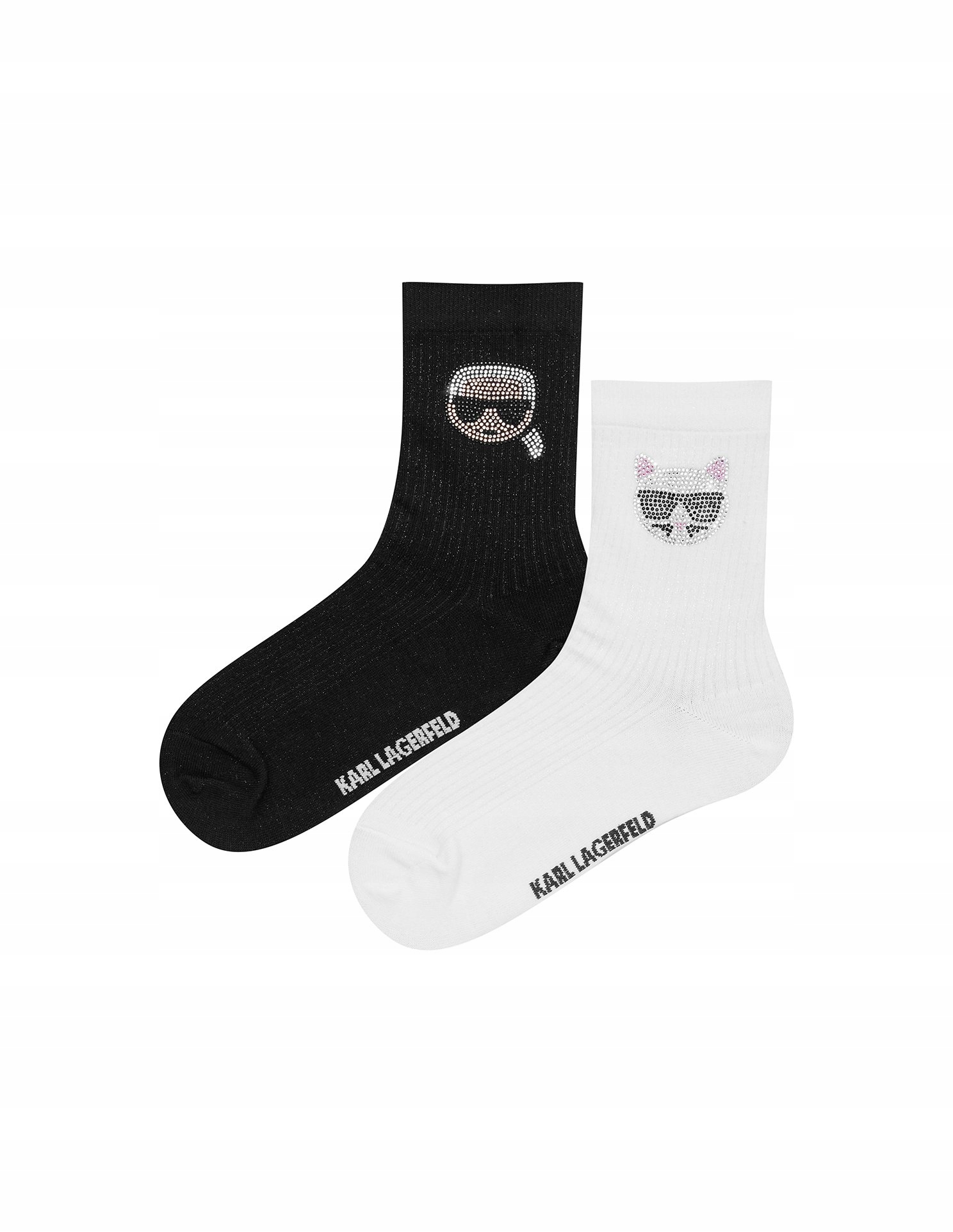 Ponožky 2-balení Ikonik Rhinestone Karl Lagerfeld bílá, černá 39-42