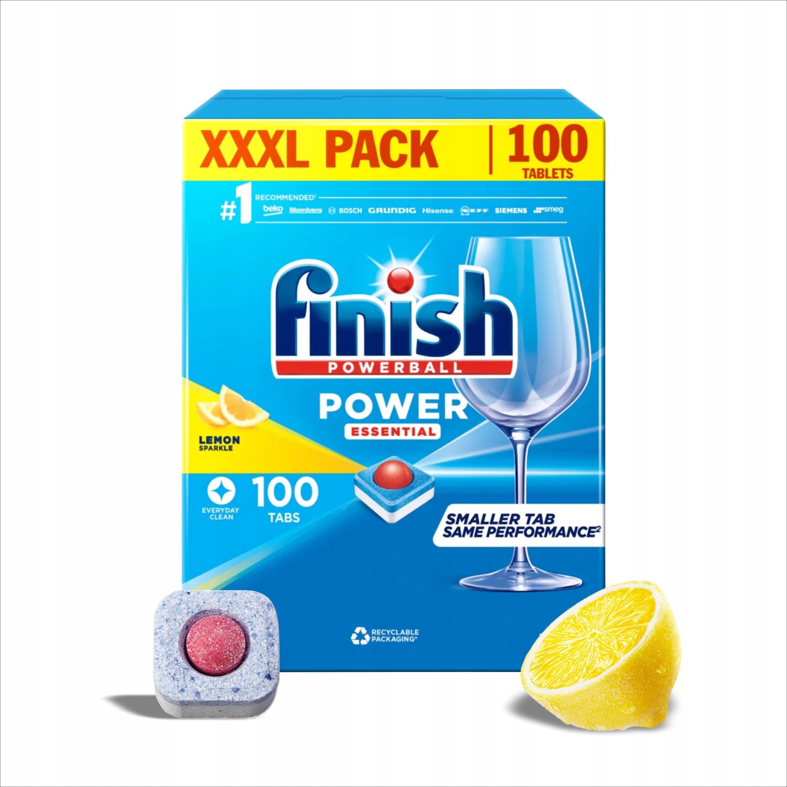 FINISH ALL IN1 POWER ESSENTIAL LEMON 100 SZT TABLETKI DO ZMYWARKI KAPSUŁKI