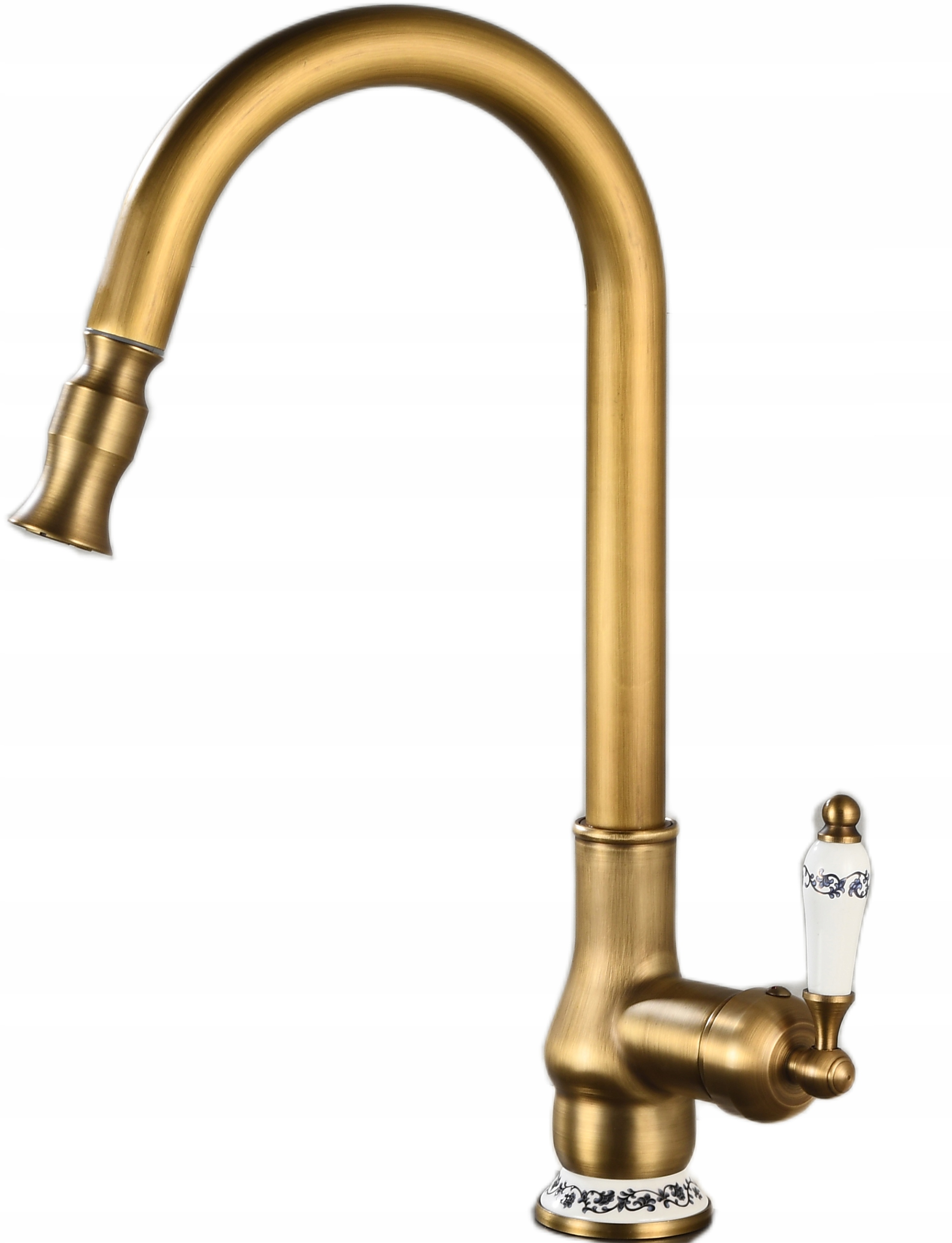 Kuchynská batéria Kran Retro Mosadz Vyťahovateľná Ww Výtok Vzorky Keramika