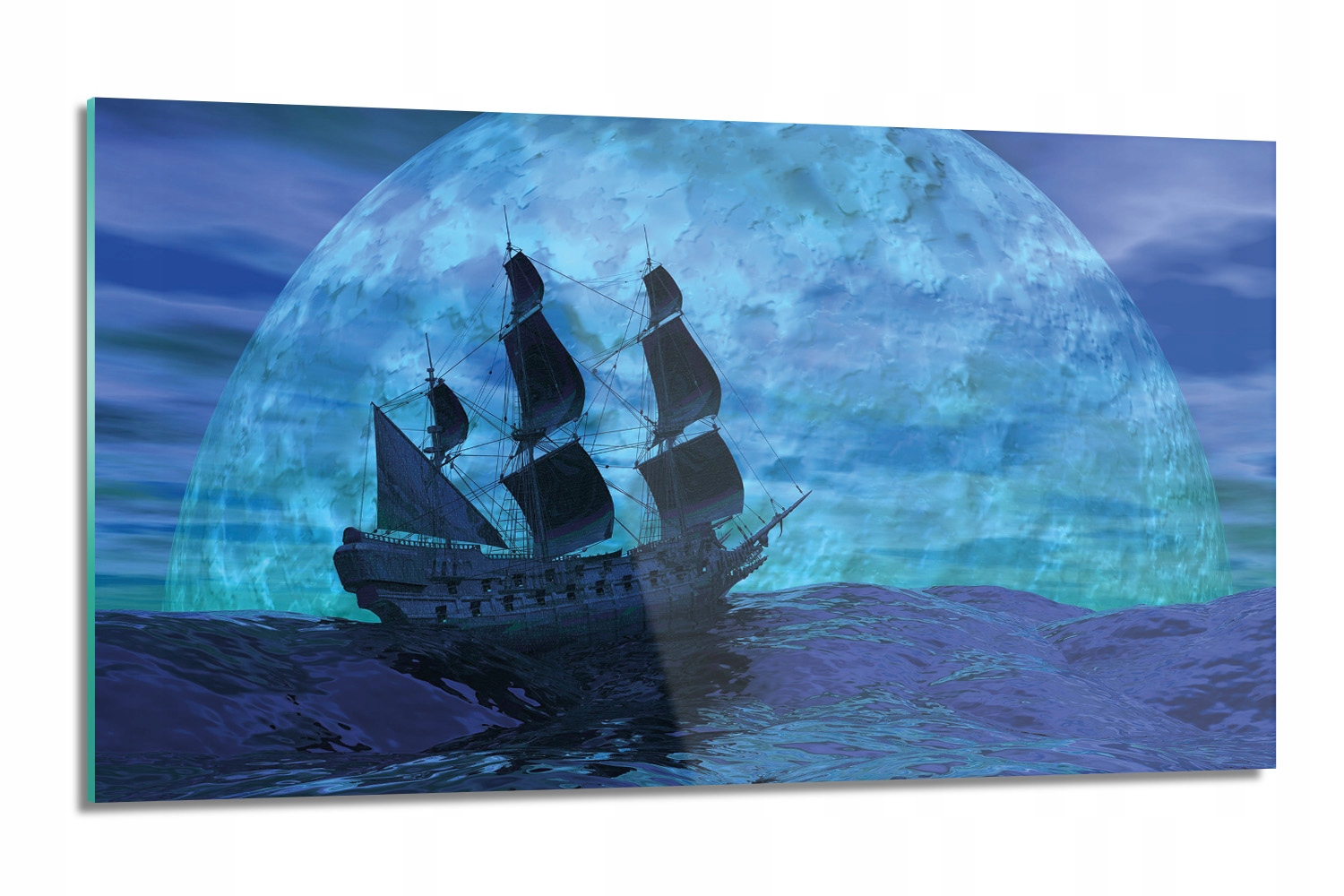 sklenená doska Námorná Loď voda mesiac 120x60 nástenná