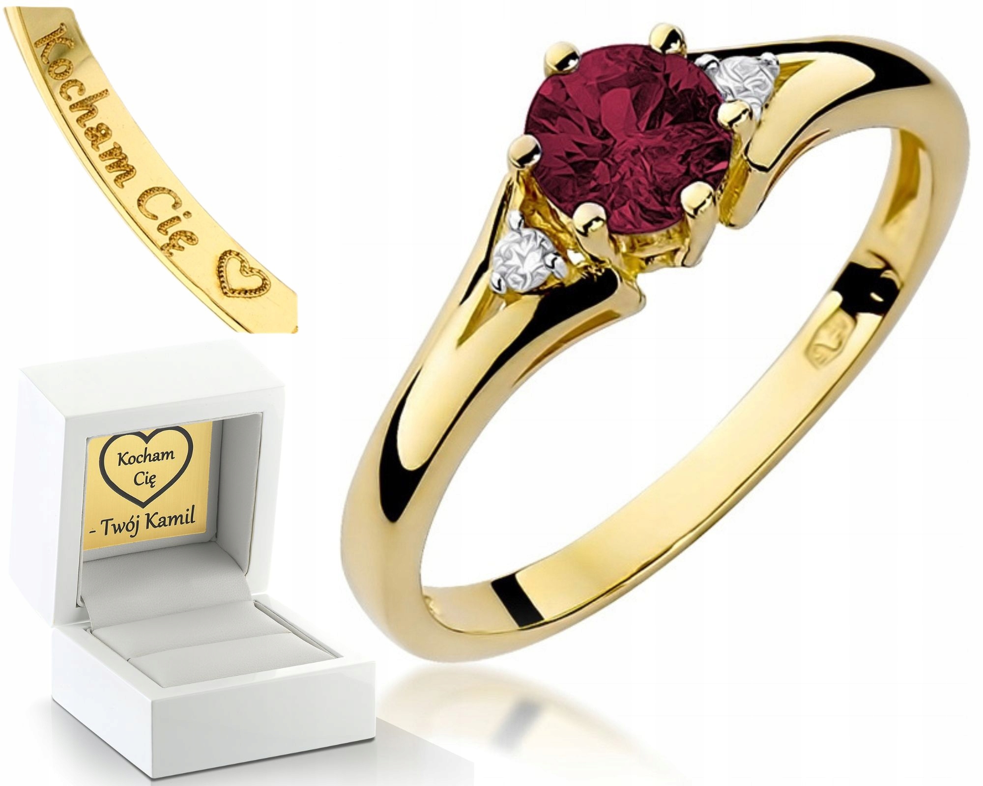 Výjimečný Zlatý Prstýnek Rubín Brilianty 0,585