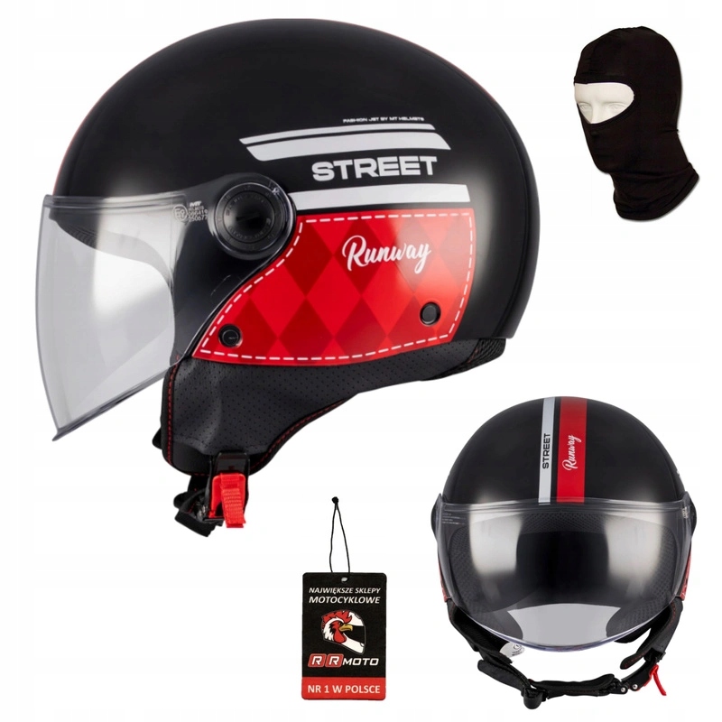 Otvorená prilba na skúter Mt Street S Runaway Black/red čierna červená Zadarmo