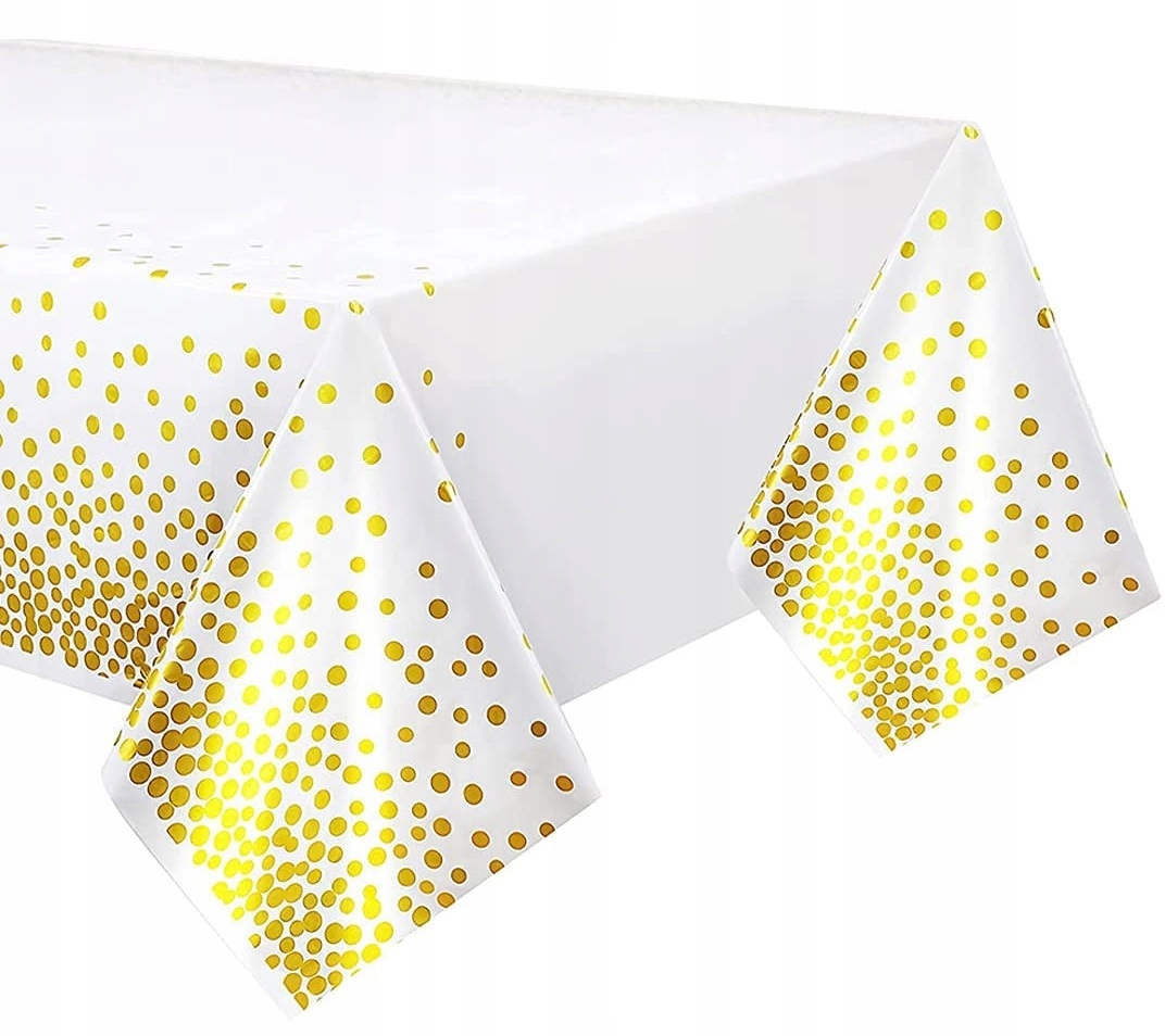 

Obrus Foliowy Biały Złote Kropki 137X274cm Duży
