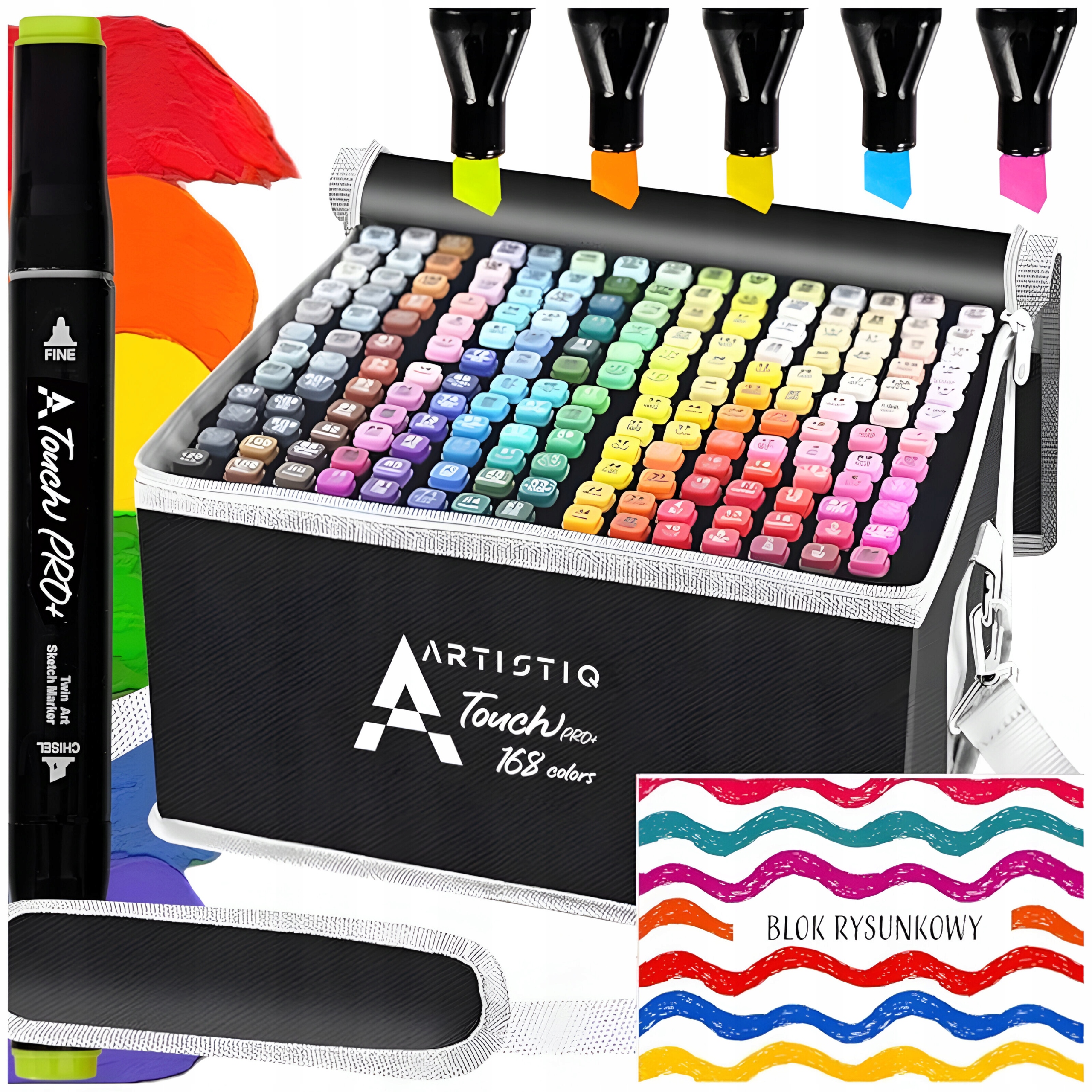 MARKERY ALKOHOLOWE DWUSTRONNE FLAMASTRY ARTISTIQ TOUCH COOL PRO+ 168 SZT.