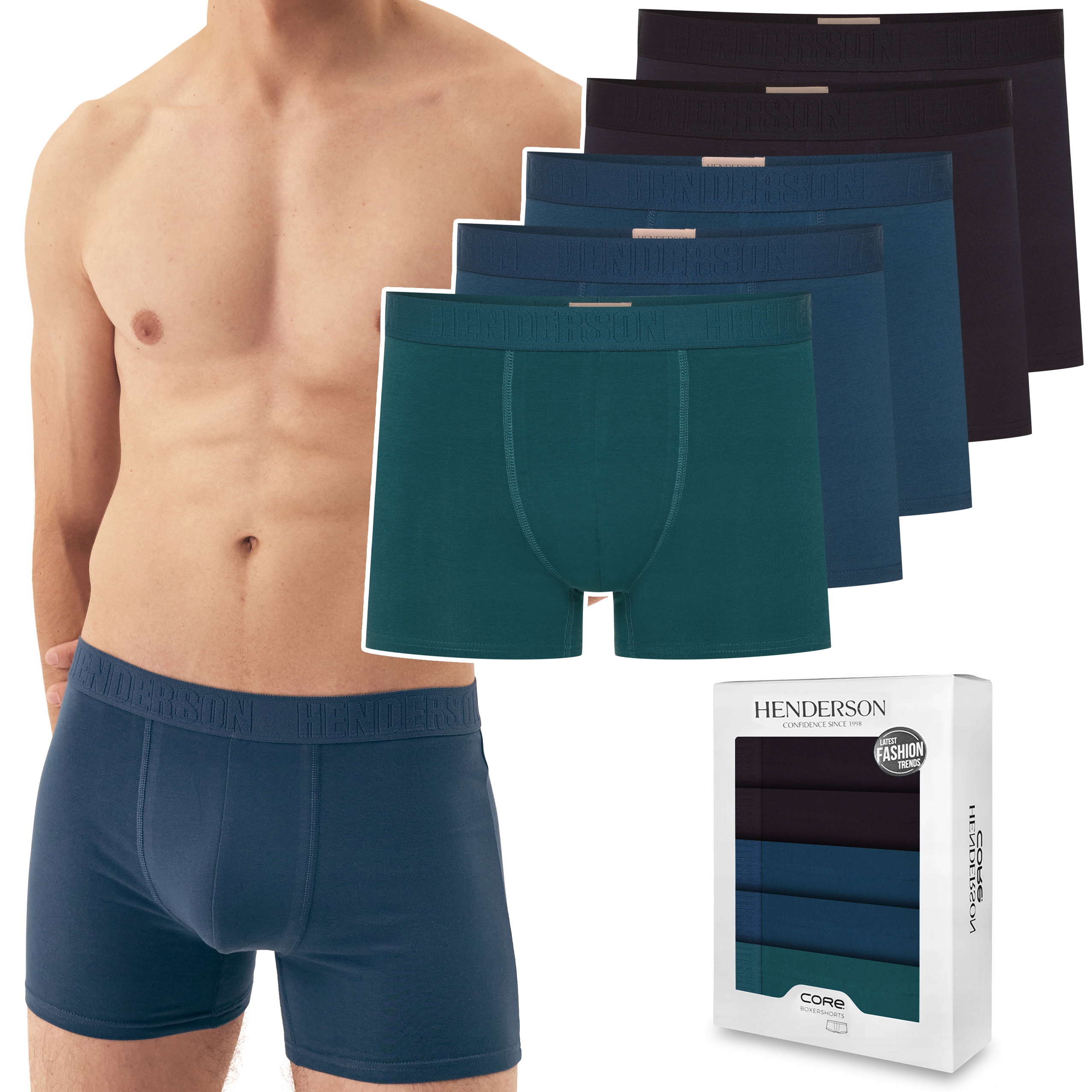 Pánské boxerky Dlouhé 5-PAK slipy bavlněné Henderson 42705 Solid XXL