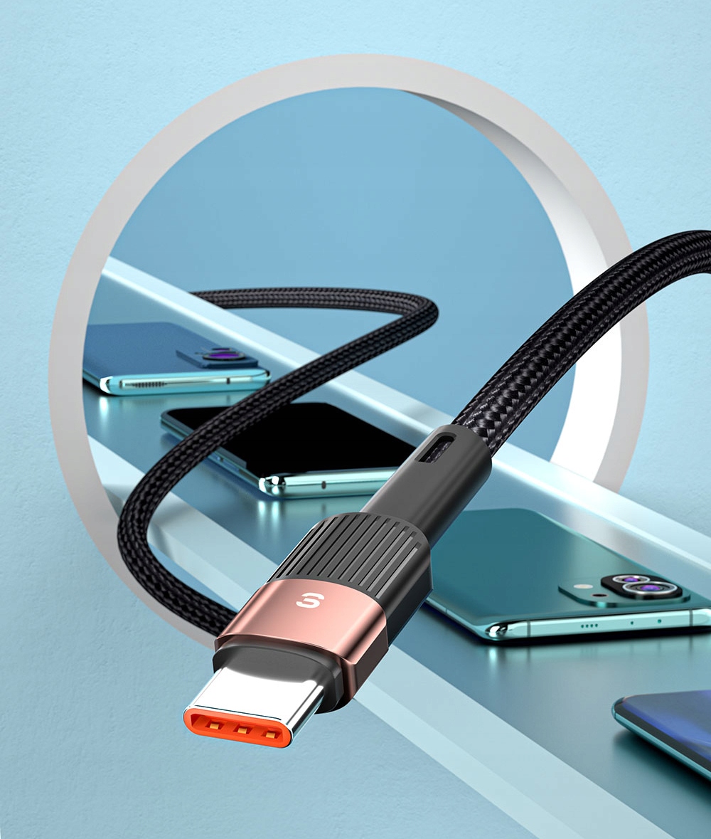 Kabel USB 6A Typ C QC 66W do HUAWEI XIAOMI SAMSUNG Złącza USB - USB typ C
