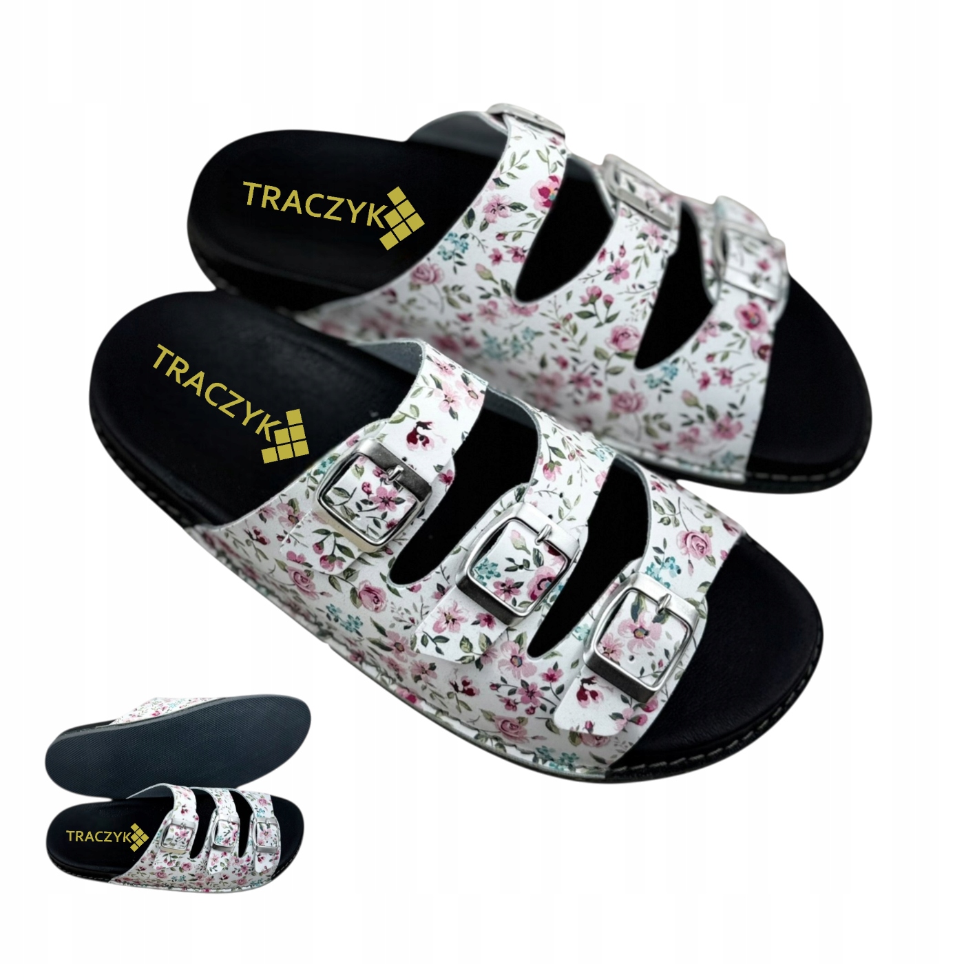 Kožené Anatomické Nazouváky Nastavitelné profilované květiny Výrobce vel. 45