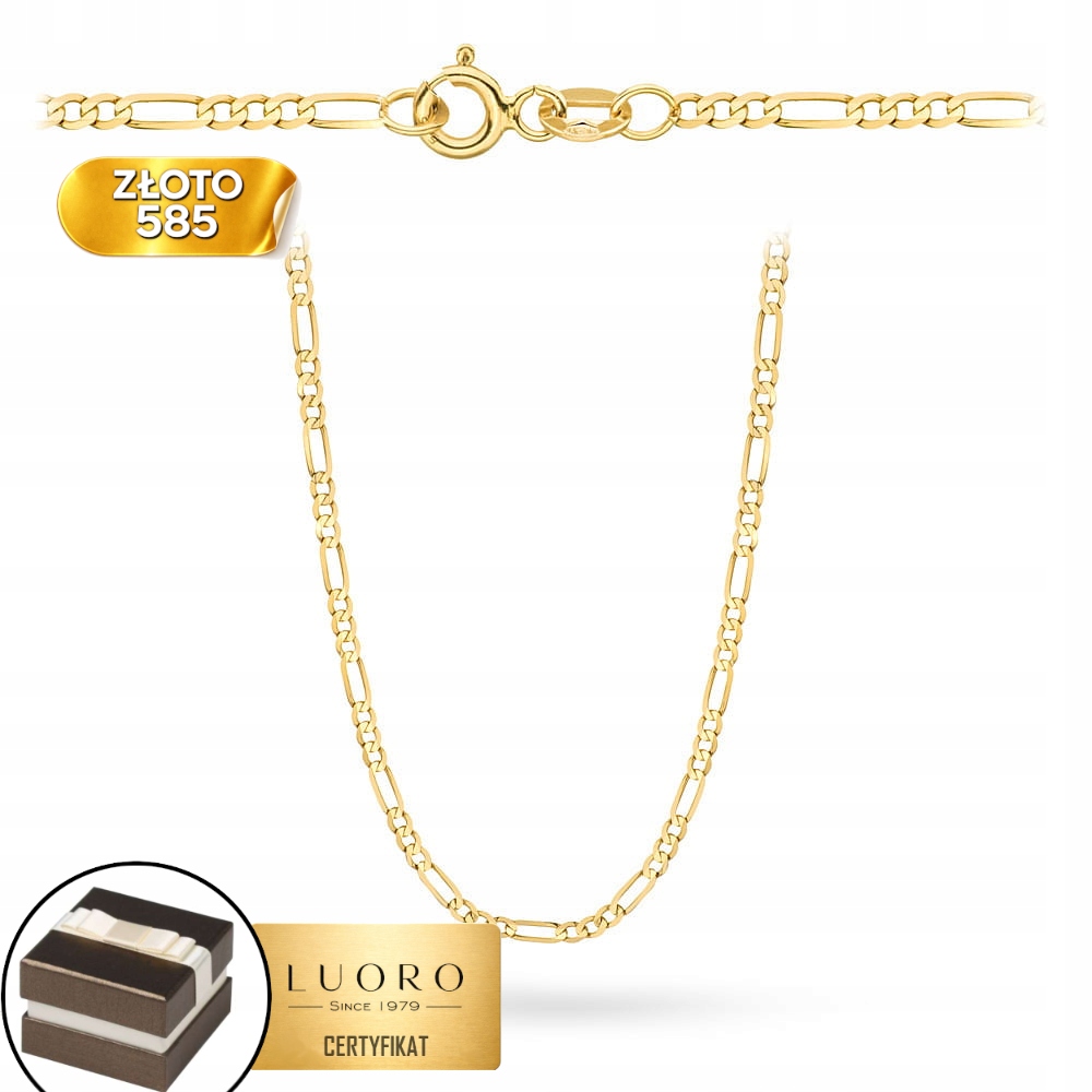 Řetízek Zlatý 585 14K Vazba Figaro 55 CM Elegantní Klasika