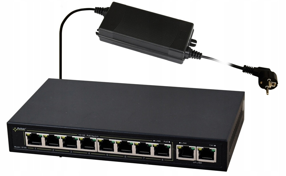 Switch PoE Pulsar S108-90W 10-portový, 8 kamerový