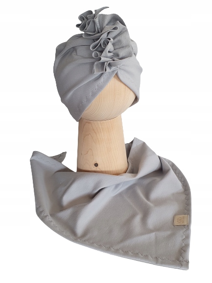 

Zestaw Czapka Turban + Chusta Szary 52-55cm