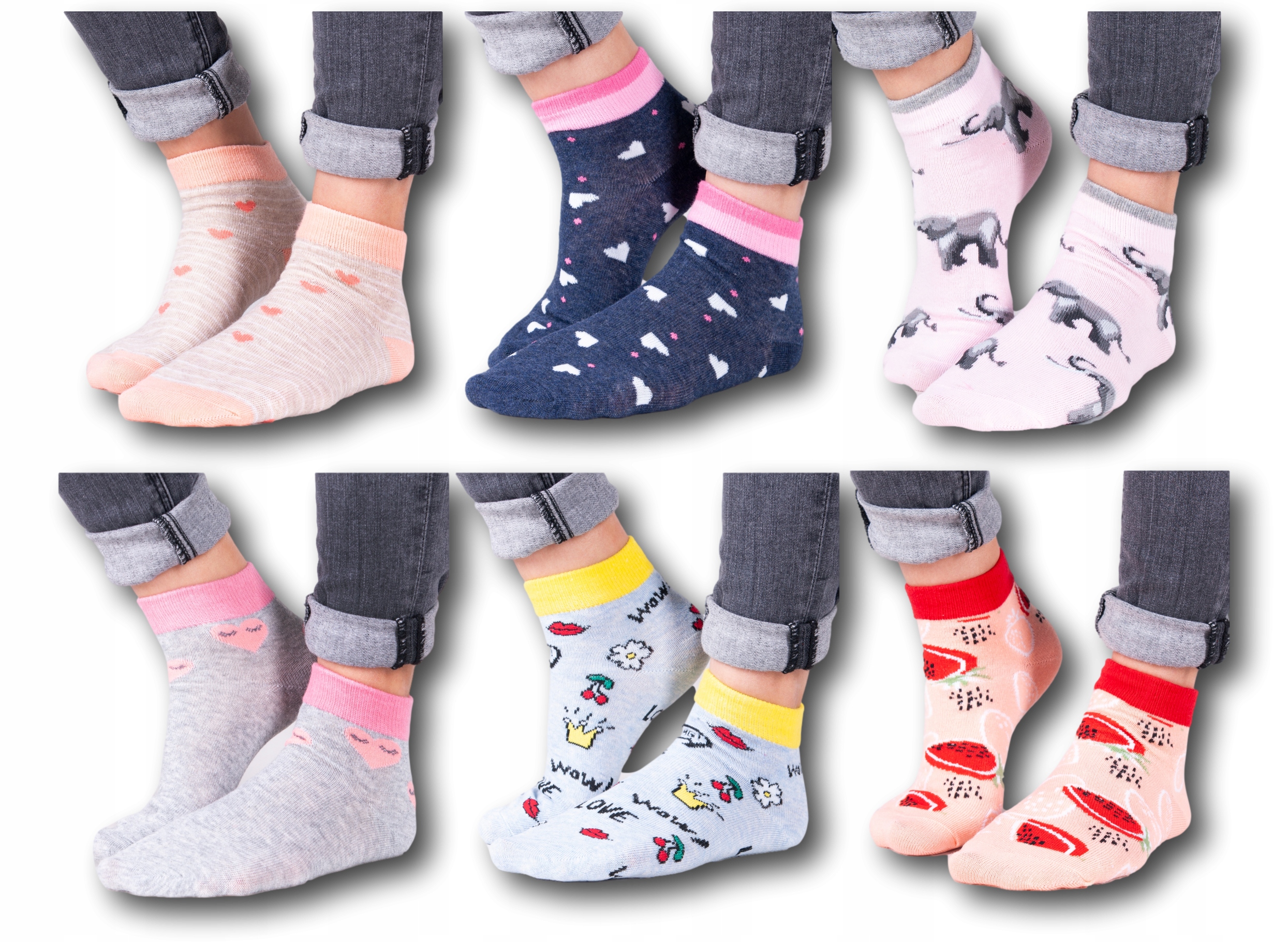 

6x Skarpetki Dziewczęce Bawełniane R 35-38