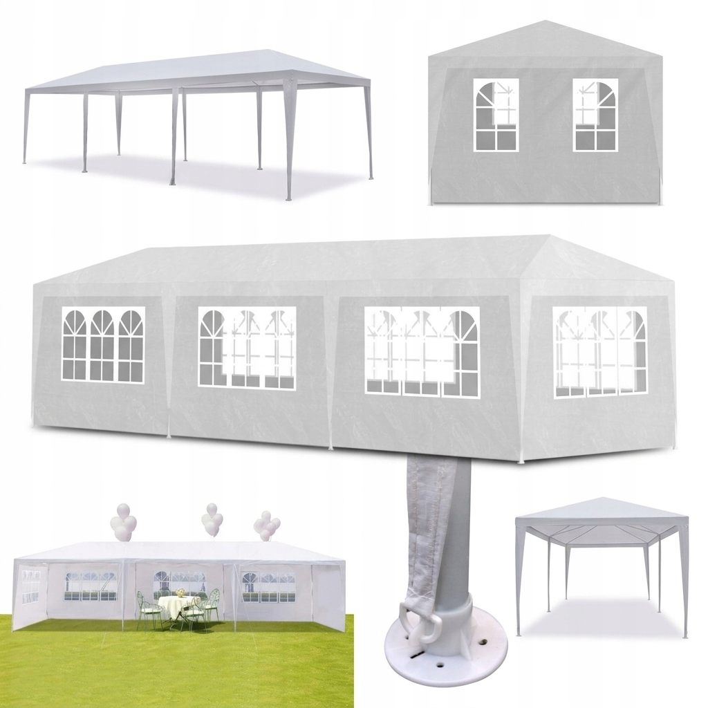 Stan Obchodní zahradní pavilon 3x9 m 8 stěn, voděodolný, Eventový, bílý