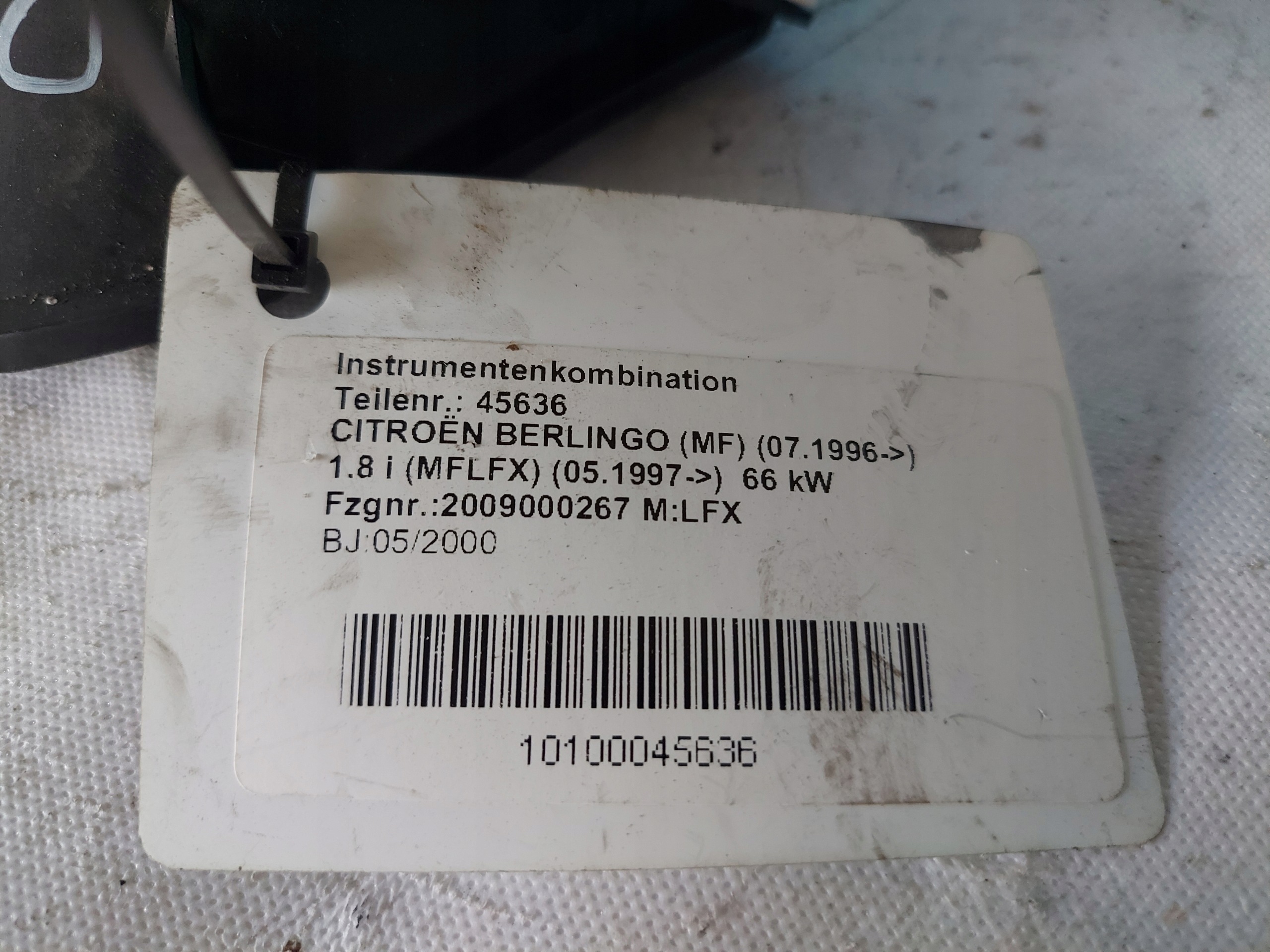 dials clock BERLINGO and 1.8 B 9636105080