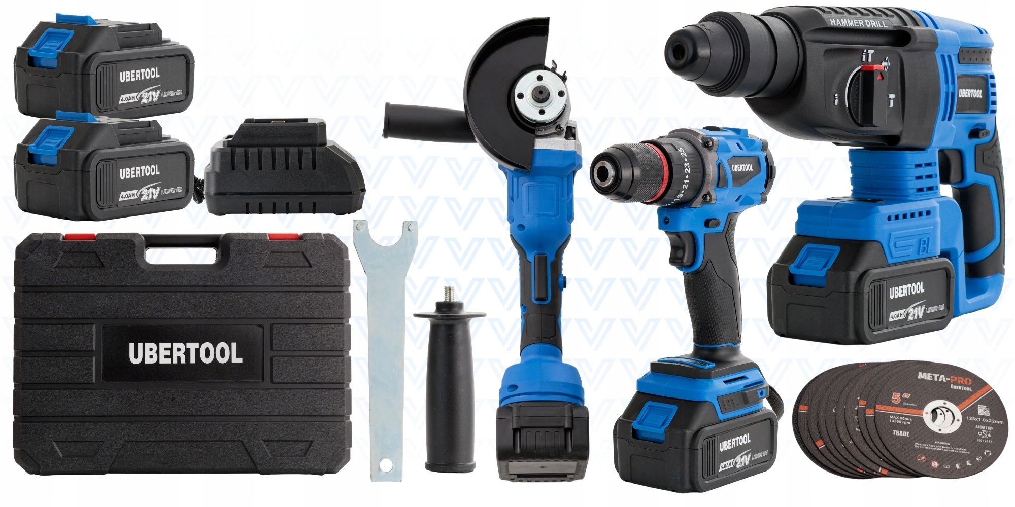 Zestaw elektronarzędzi akumulatorowy Ubertool z młotowiertarką i szlifierką