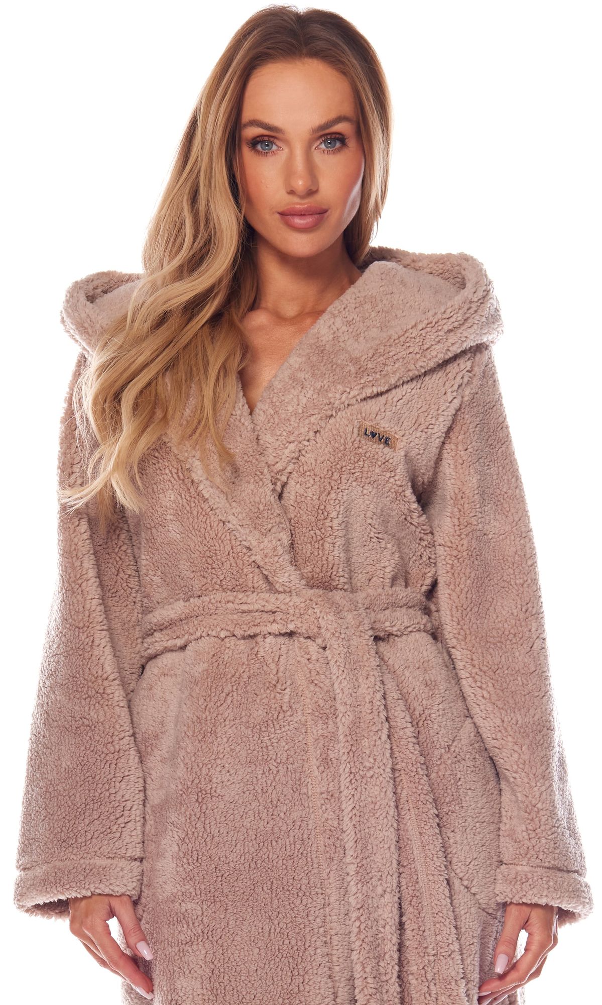 DŁUGI CIEPŁY PUCHOWY DAMSKI SZLAFROK PODOMKA S Marka L&L